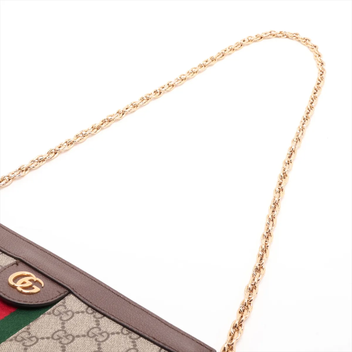 GG Supreme Ophidia 503877 PVC x Leather Chain Shoulder Bag Beige x Brown — view 5