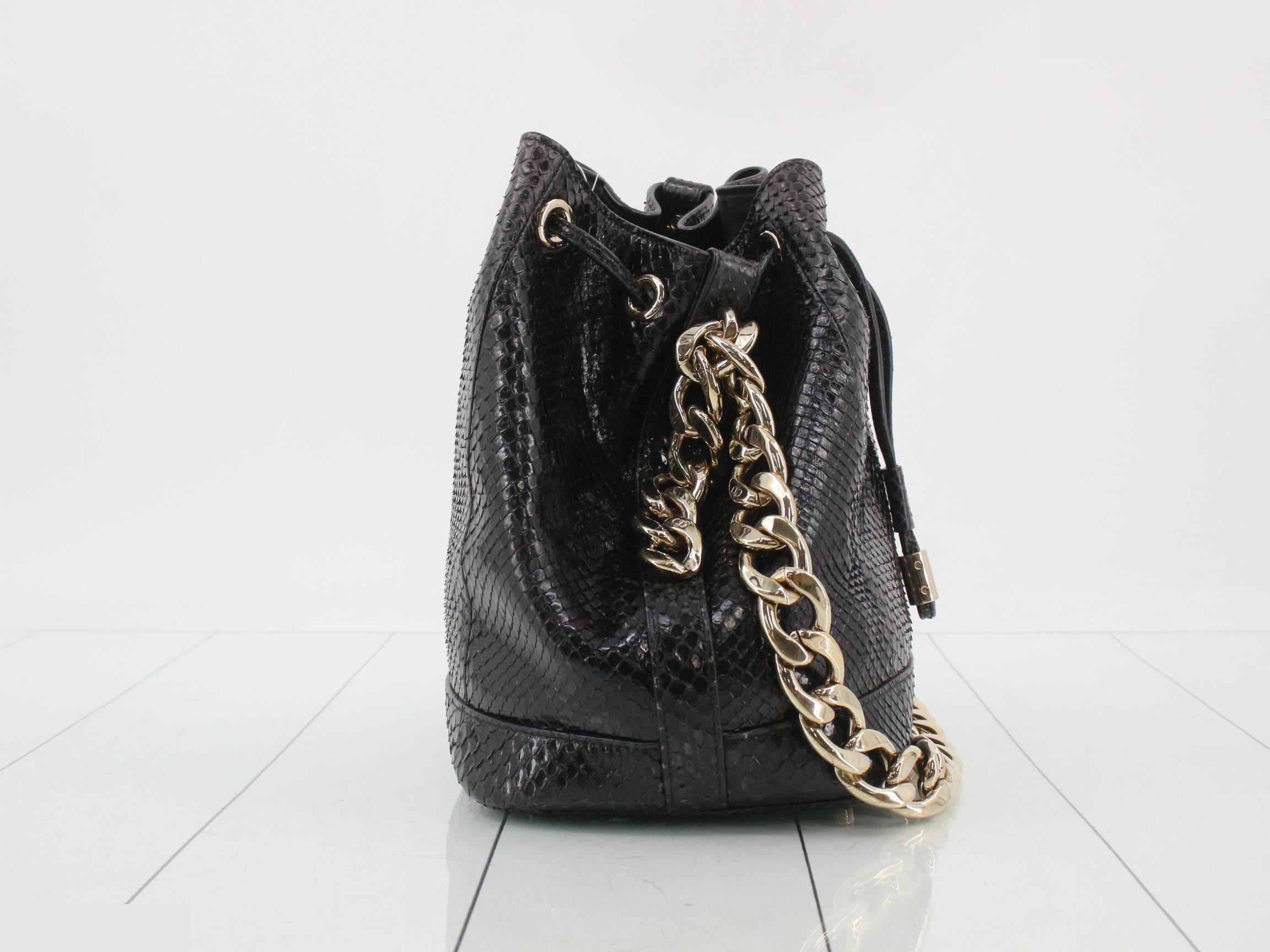 Python Chain Semi-Shoulder Bag, Black — view 4