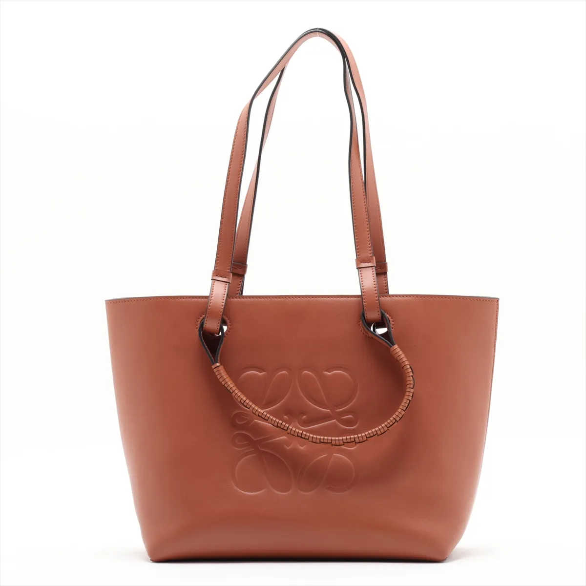 Anagram Leather 2-Way Tote Bag, Brown