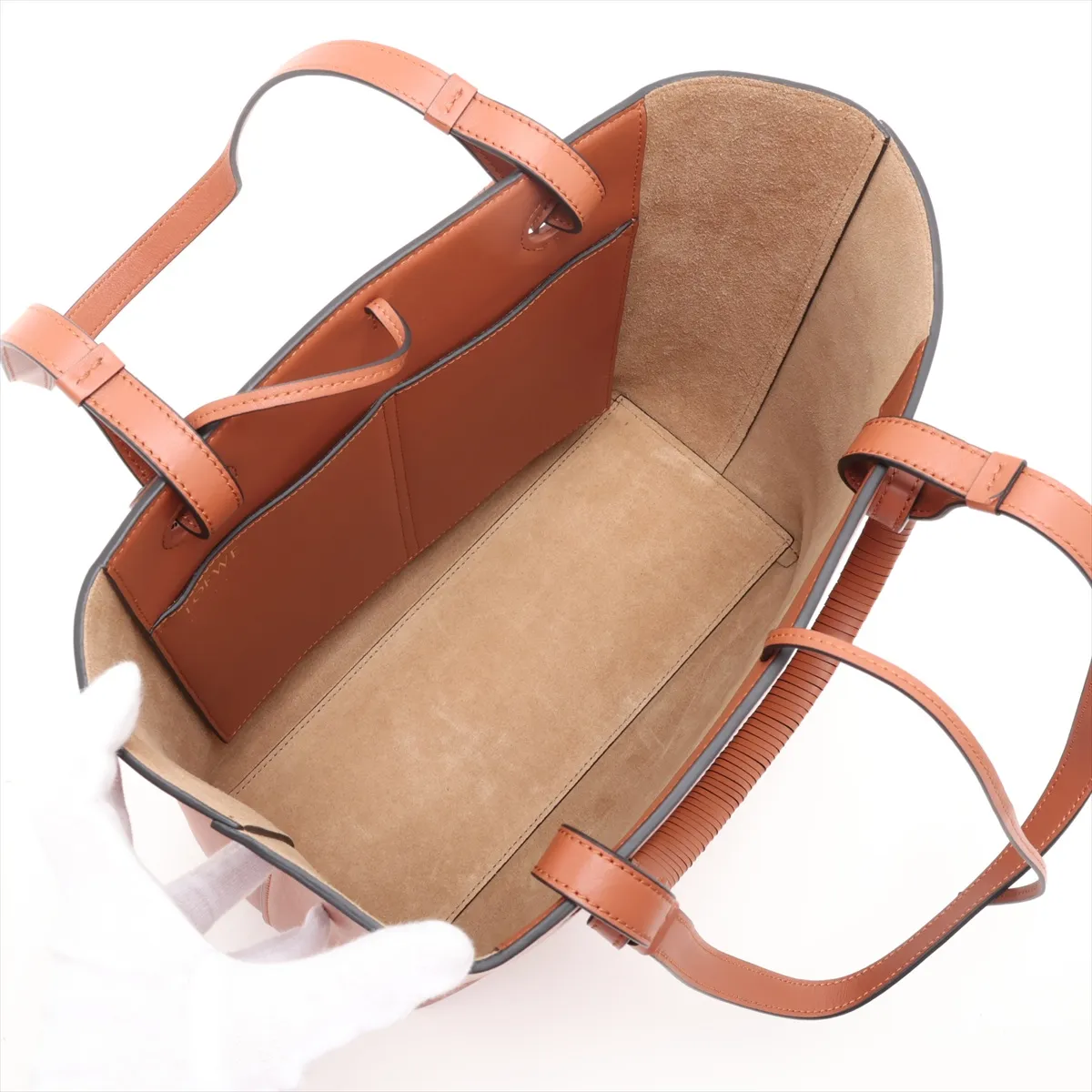 Anagram Leather 2-Way Tote Bag, Brown — view 9