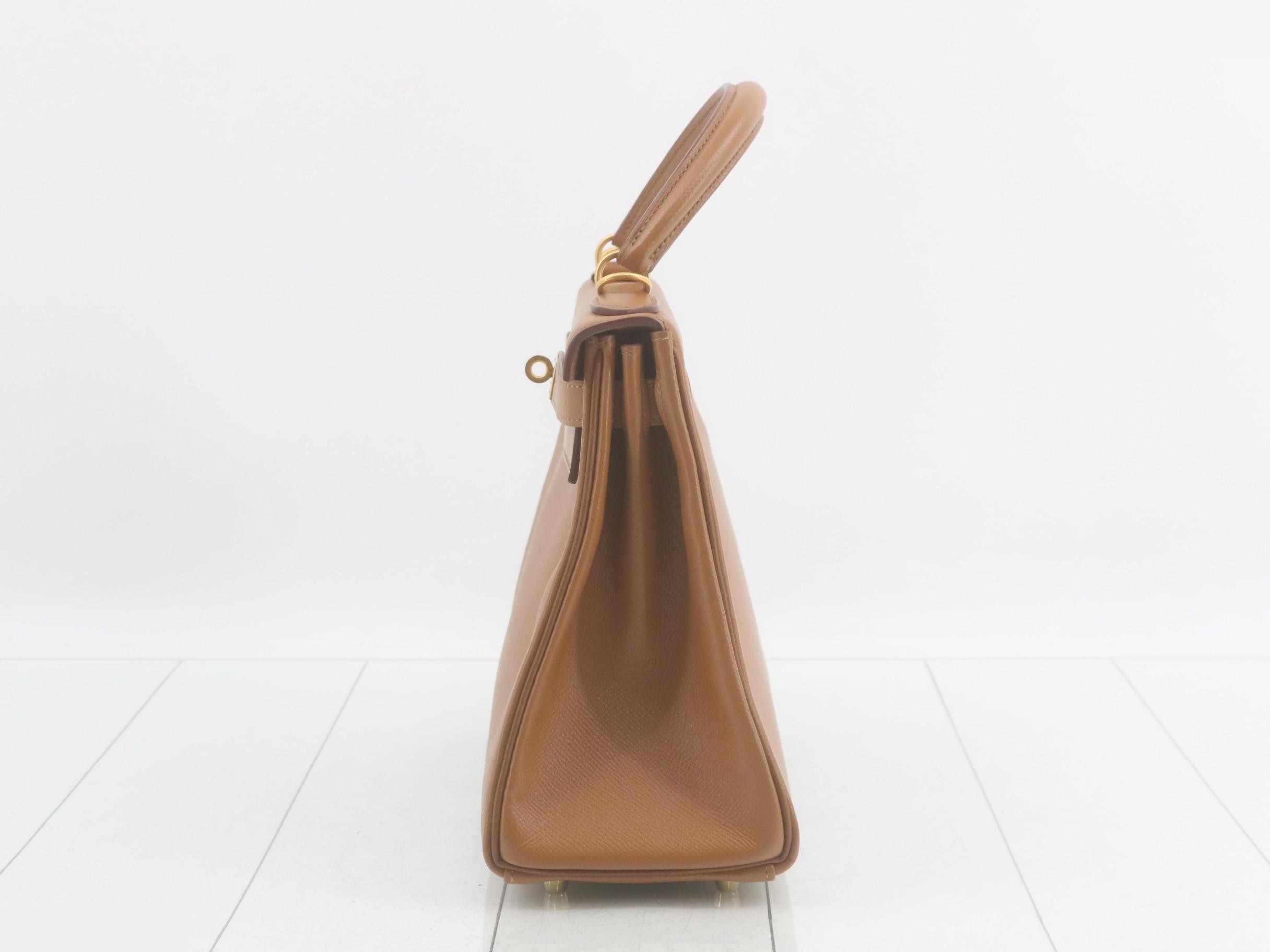 Kelly 28, internal stitching, personal edition, gold, matte gold hardware, X stamp. — view 4