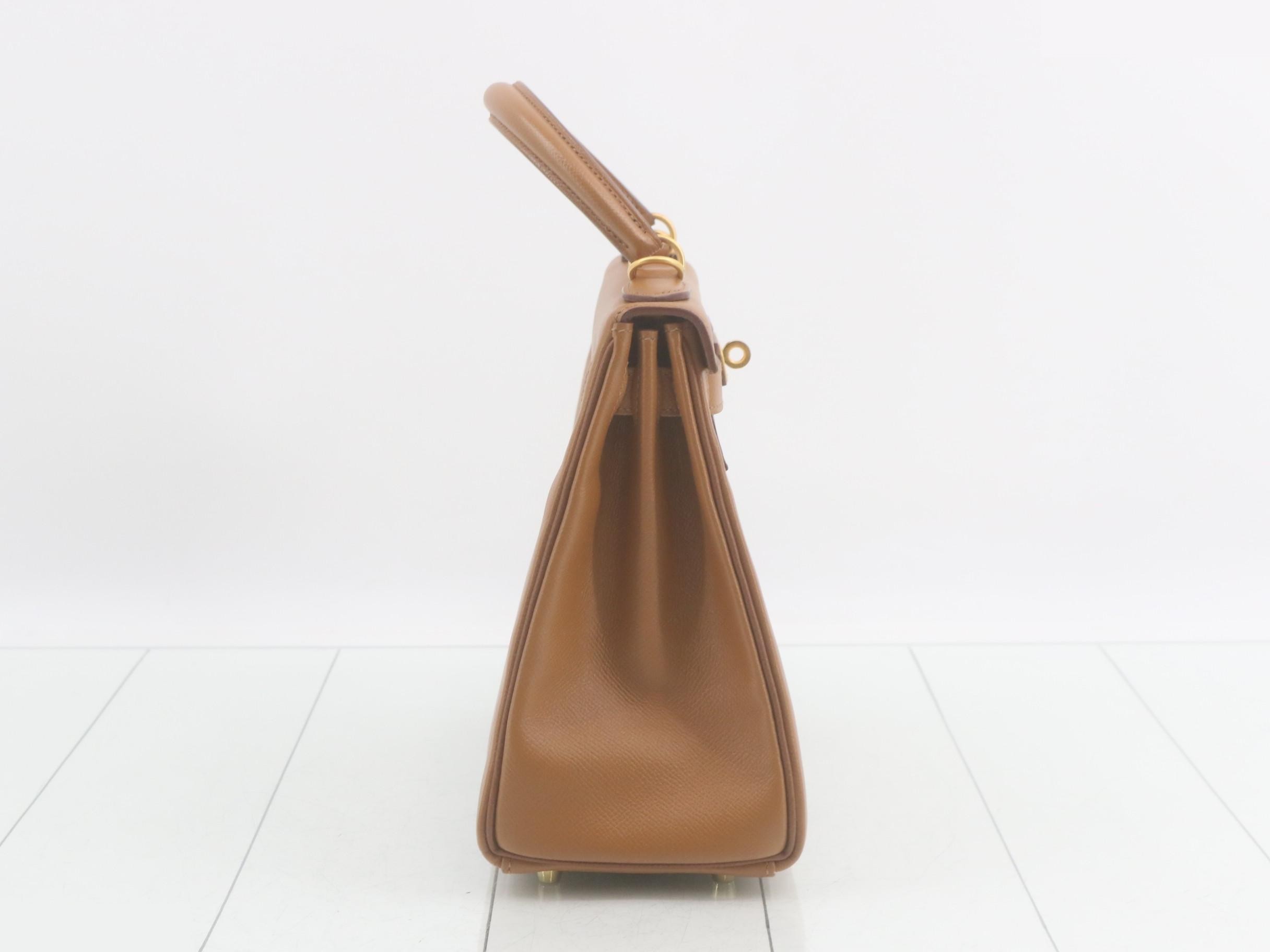 Kelly 28, internal stitching, personal edition, gold, matte gold hardware, X stamp. — view 5