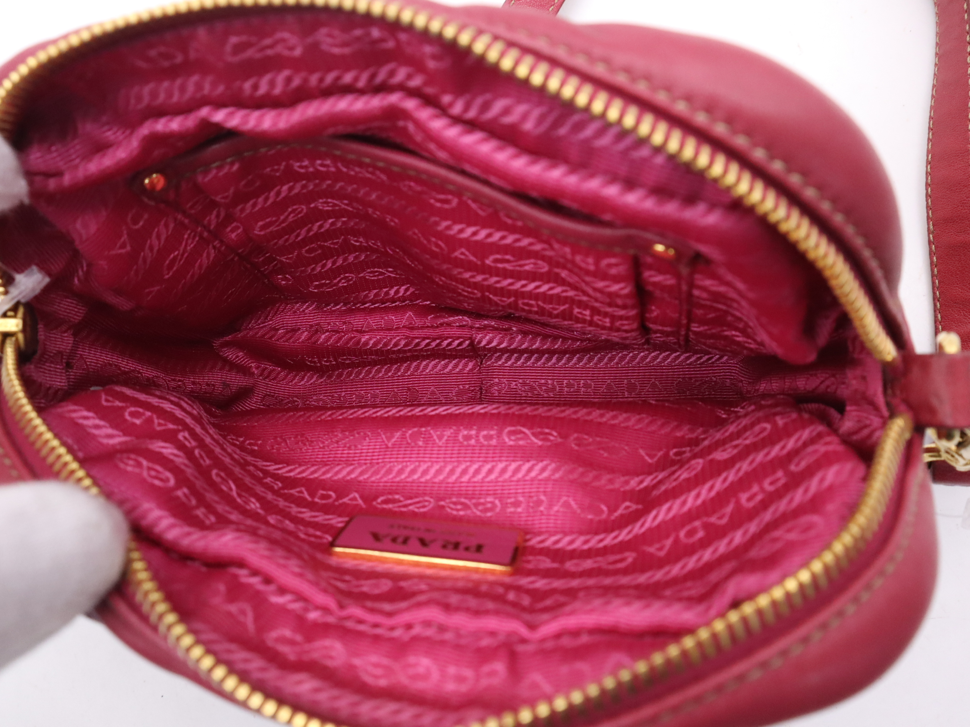 Leather Shoulder Bag with Shoulder Strap, Rose Pink — view 11