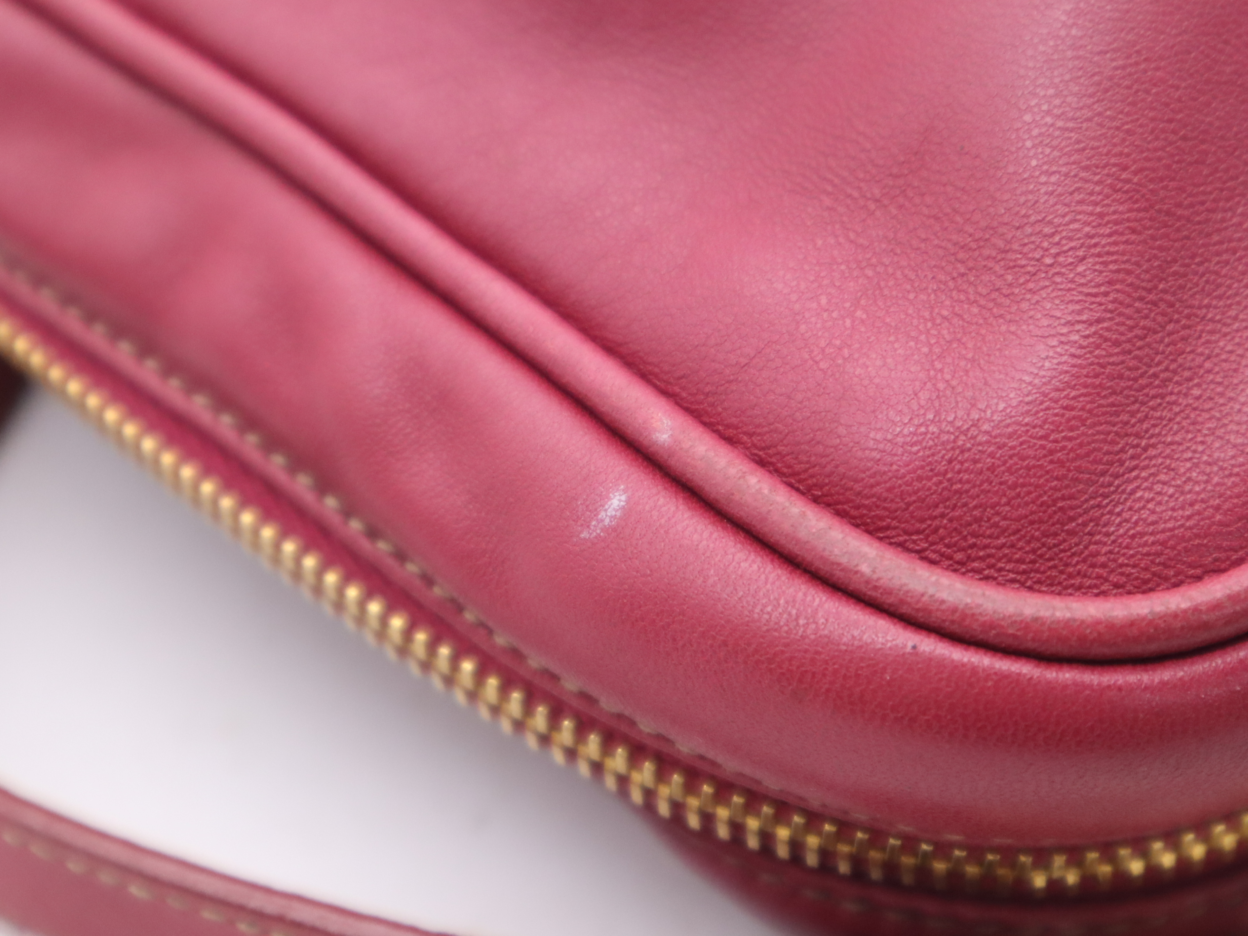 Leather Shoulder Bag with Shoulder Strap, Rose Pink — view 9