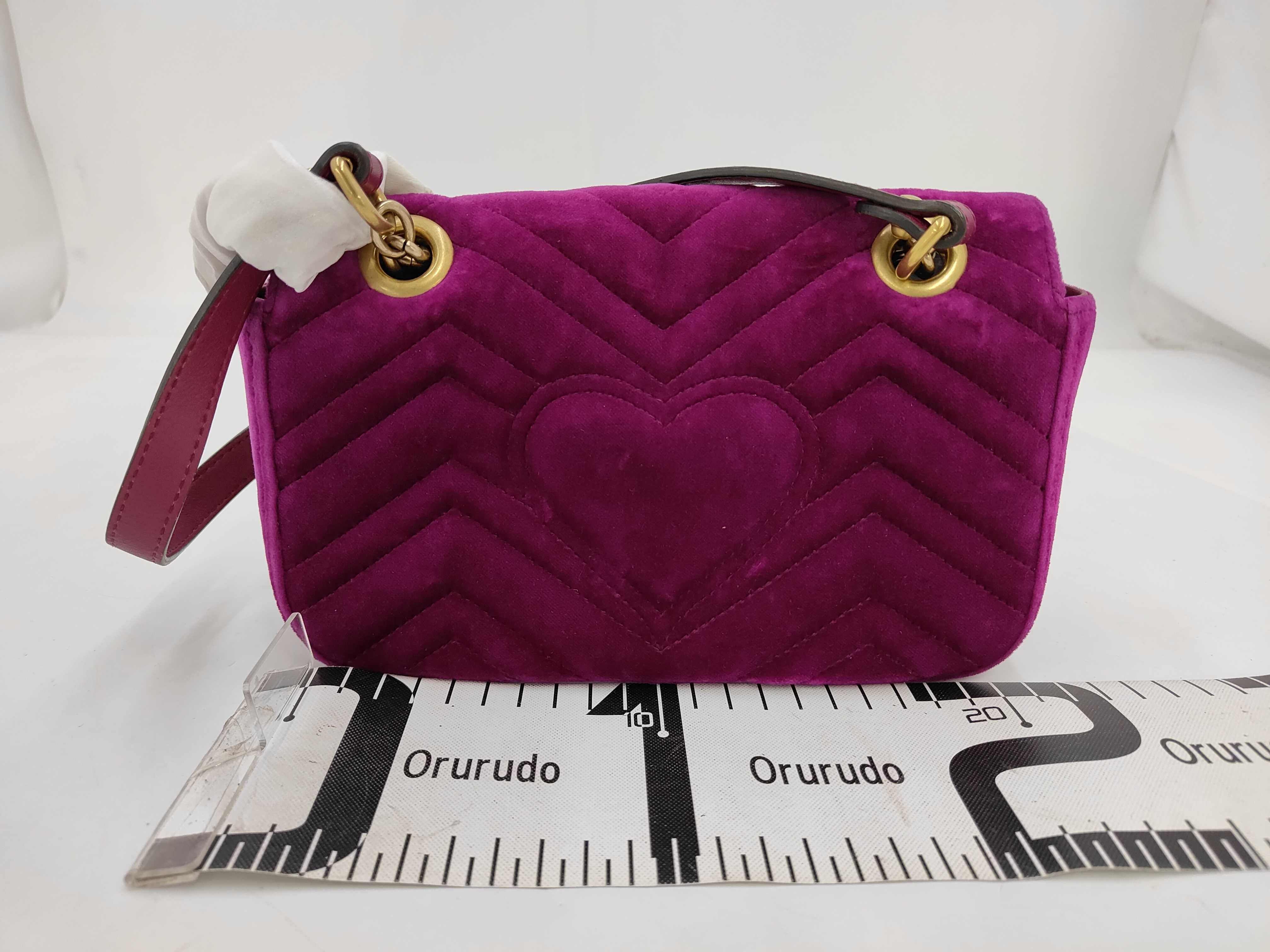 GG Marmont Small Plum Purple Velvet Shoulder Bag — view 2