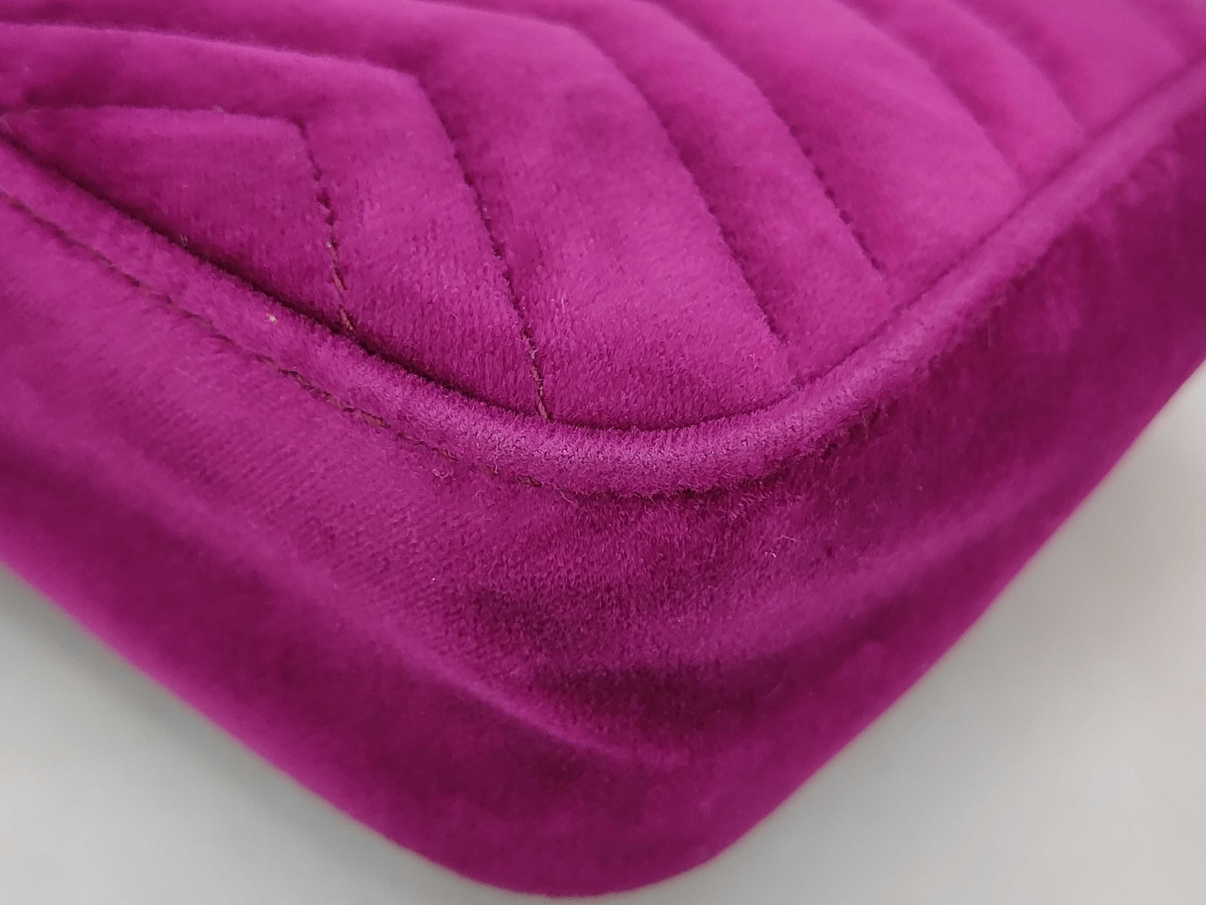 GG Marmont Small Plum Purple Velvet Shoulder Bag — view 3