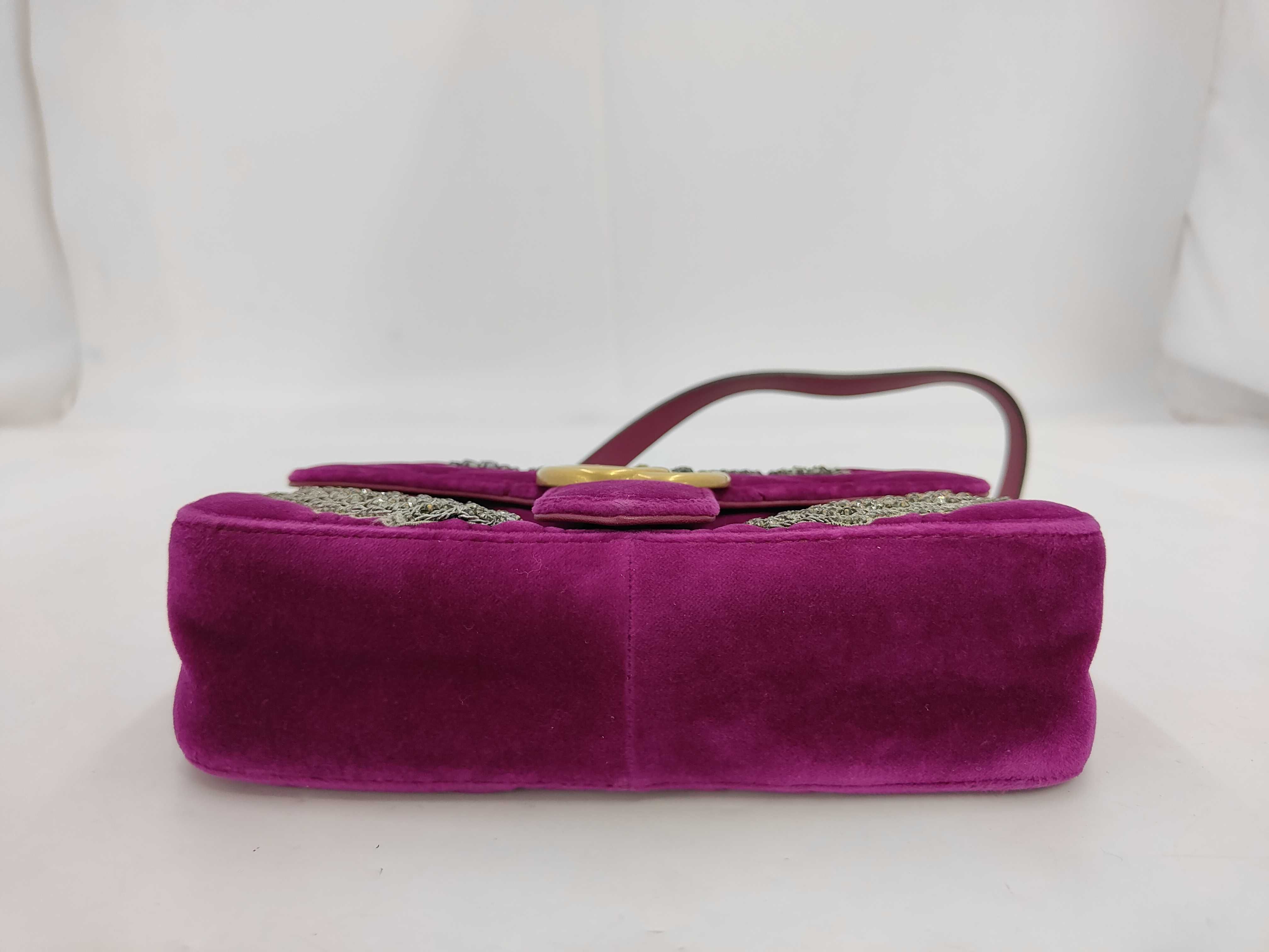 GG Marmont Small Plum Purple Velvet Shoulder Bag — view 4