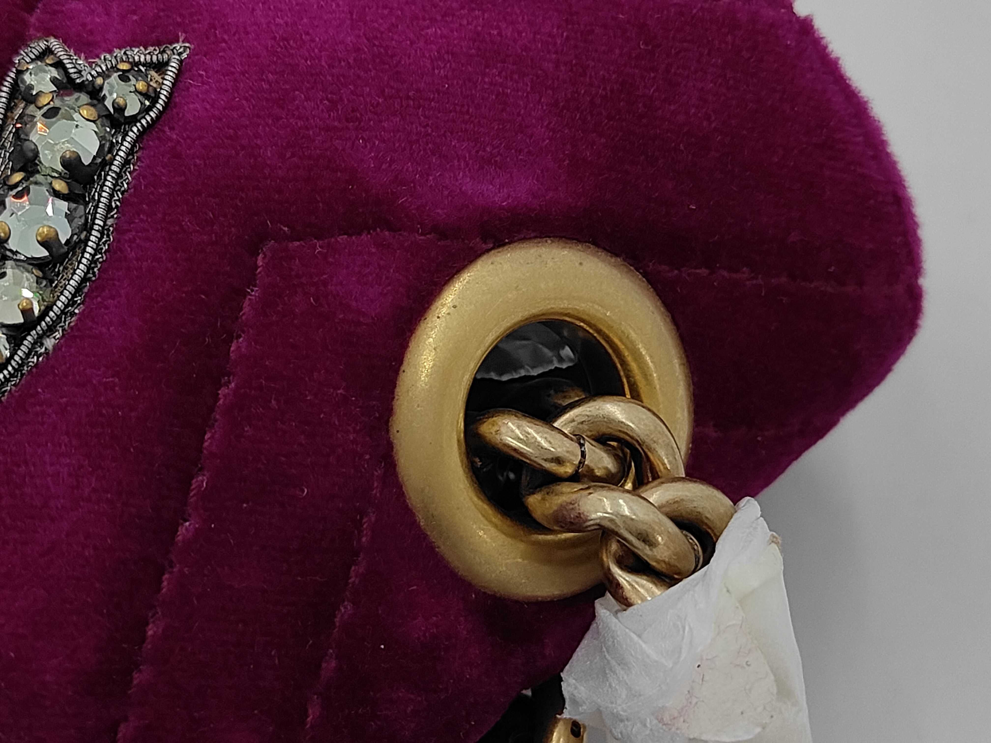 GG Marmont Small Plum Purple Velvet Shoulder Bag — view 7