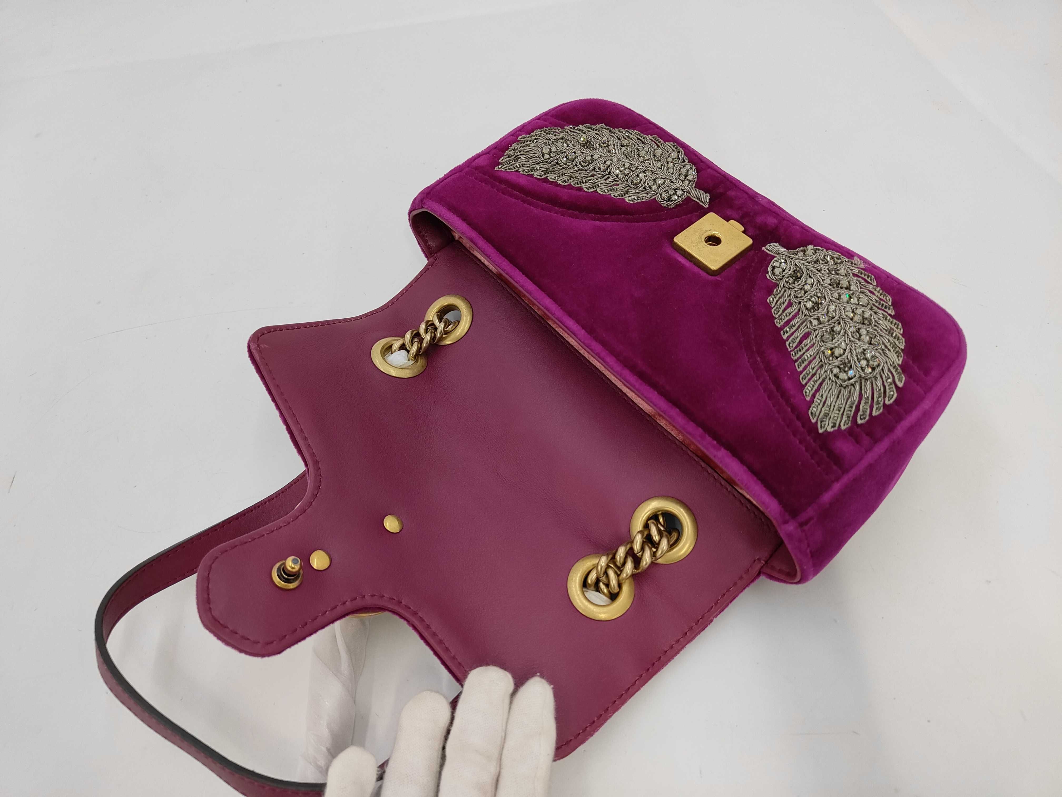 GG Marmont Small Plum Purple Velvet Shoulder Bag — view 8