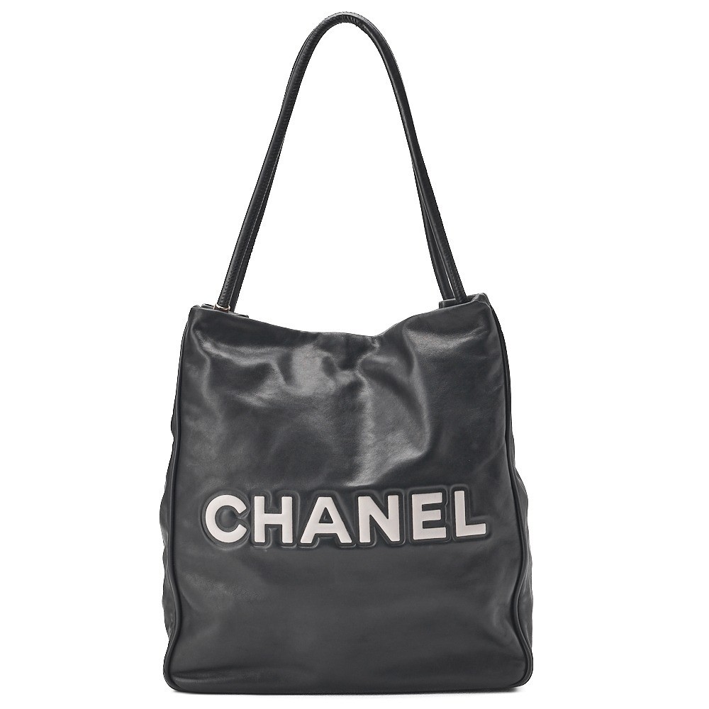 Lambskin Camellia Tote Bag, Black x White, Gold Hardware, Series 7 — view 2