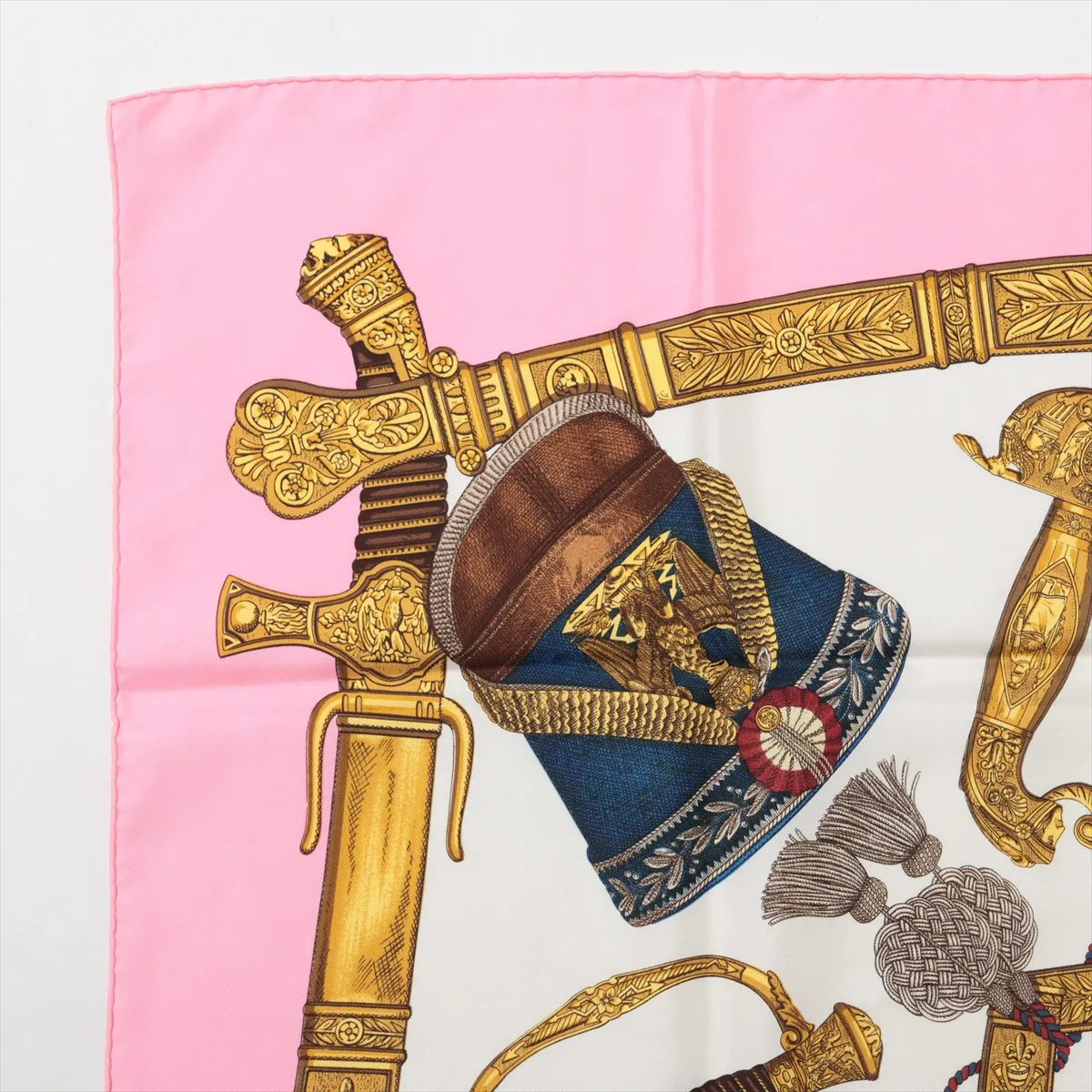 Carre 90 GRAND UNIFORME scarf, silk, pink. Shows signs of wear, — view 2