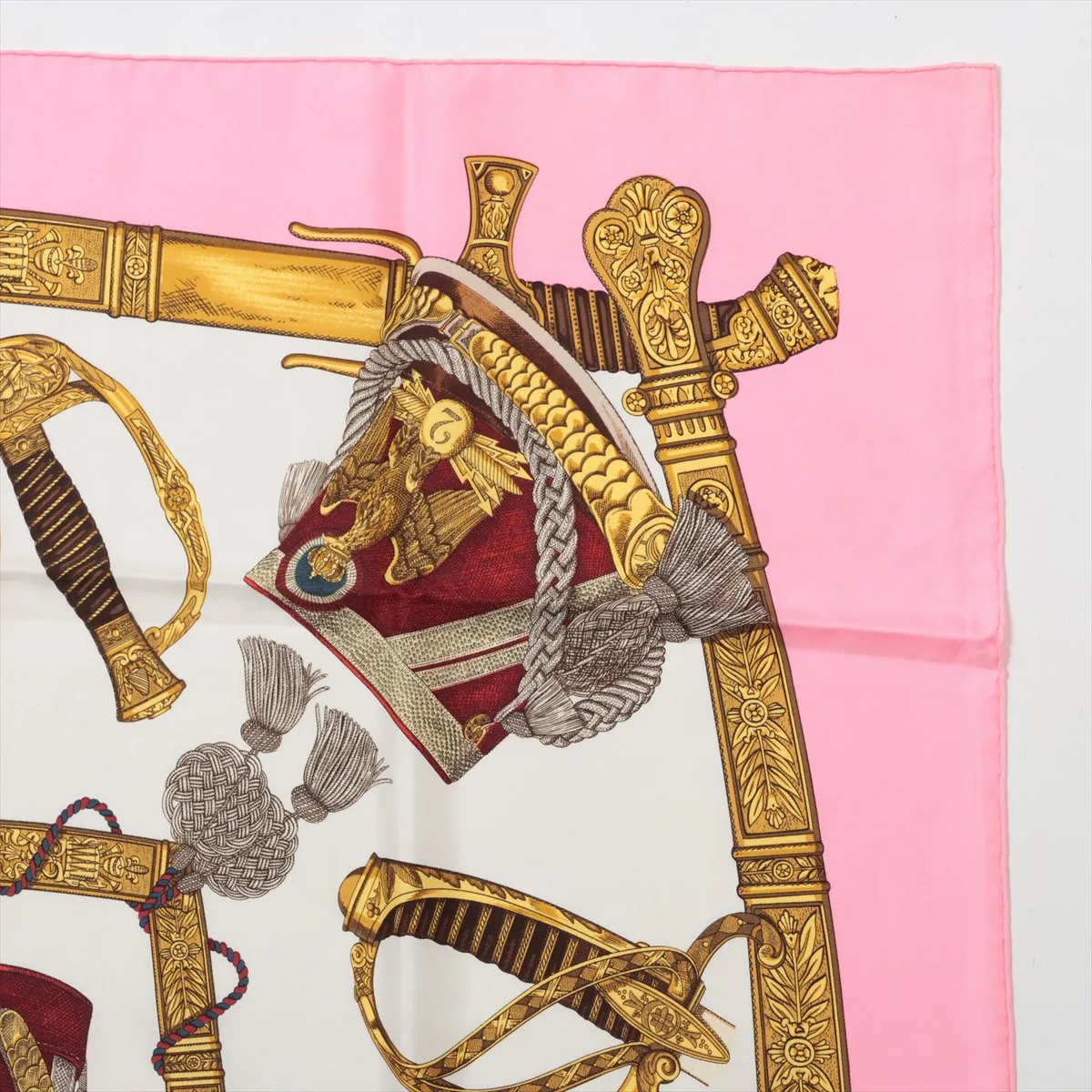 Carre 90 GRAND UNIFORME scarf, silk, pink. Shows signs of wear, — view 3
