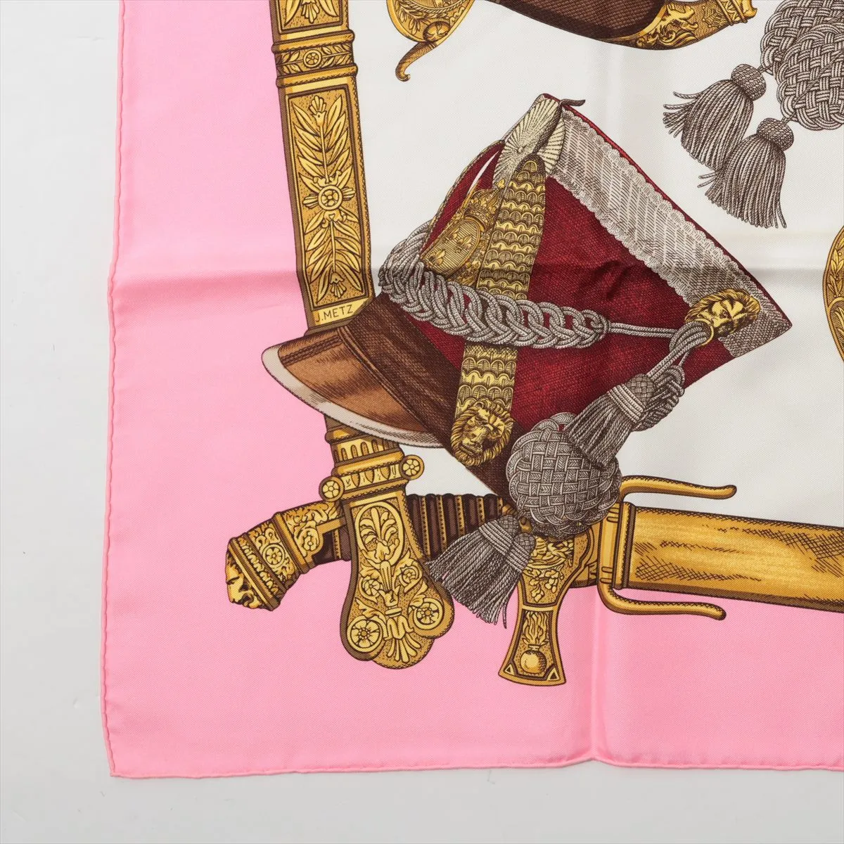 Carre 90 GRAND UNIFORME scarf, silk, pink. Shows signs of wear, — view 5