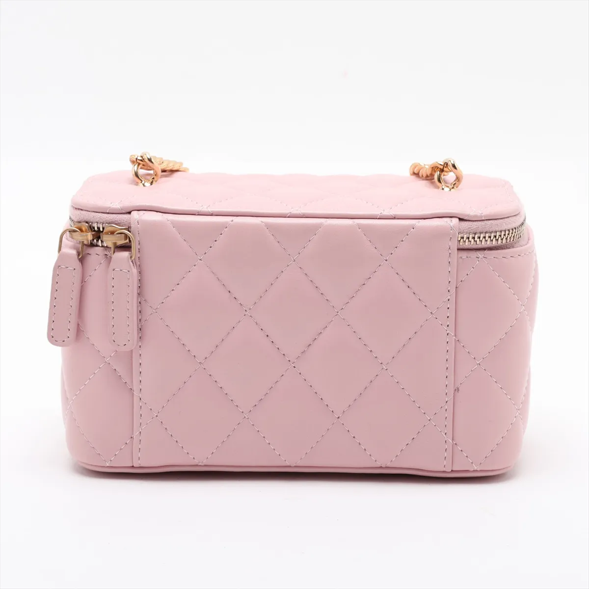 Matelassé Lambskin Chain Shoulder Bag Vanity Case Pink Gold Hardware KTA22K81 Random Serial Number — view 2