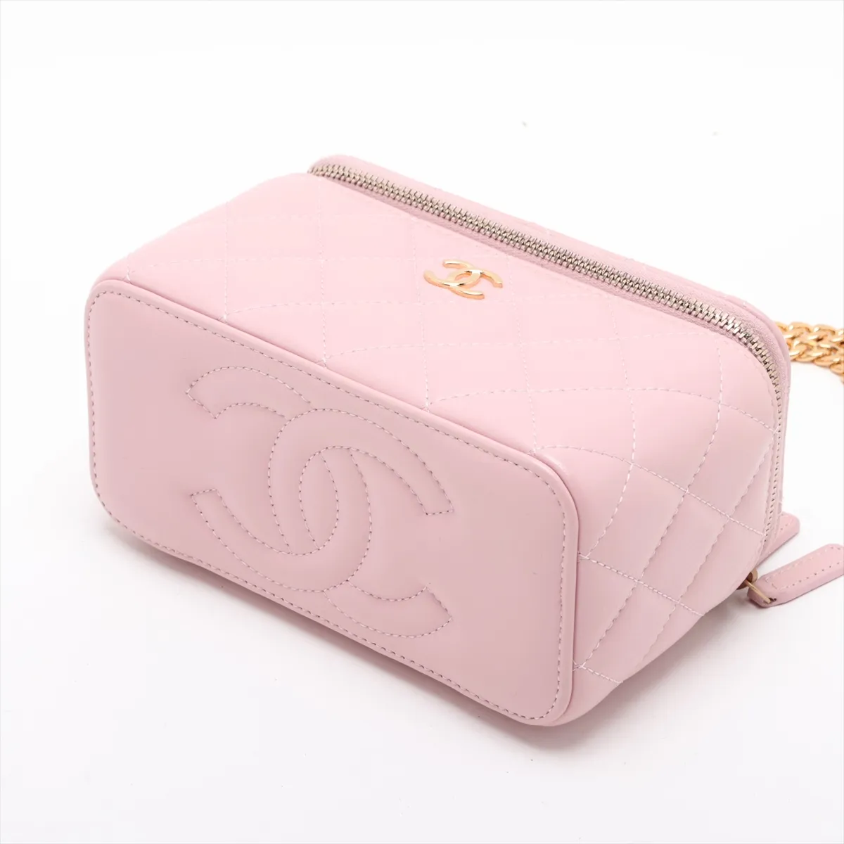 Matelassé Lambskin Chain Shoulder Bag Vanity Case Pink Gold Hardware KTA22K81 Random Serial Number — view 3