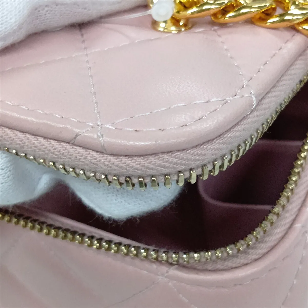 Matelassé Lambskin Chain Shoulder Bag Vanity Case Pink Gold Hardware KTA22K81 Random Serial Number — view 10