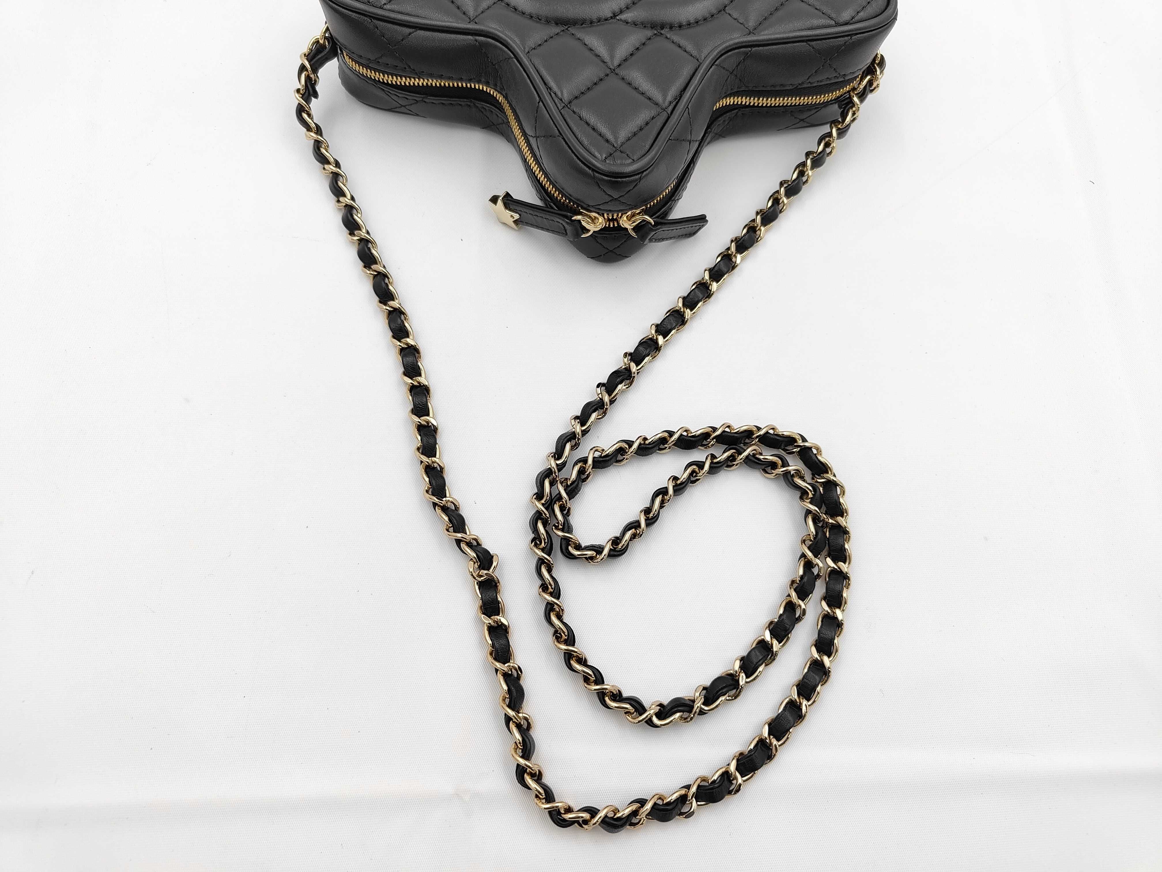 Matelassé Chain Shoulder Bag, Star Pattern, Lambskin, Black Shoulder Bag — view 3