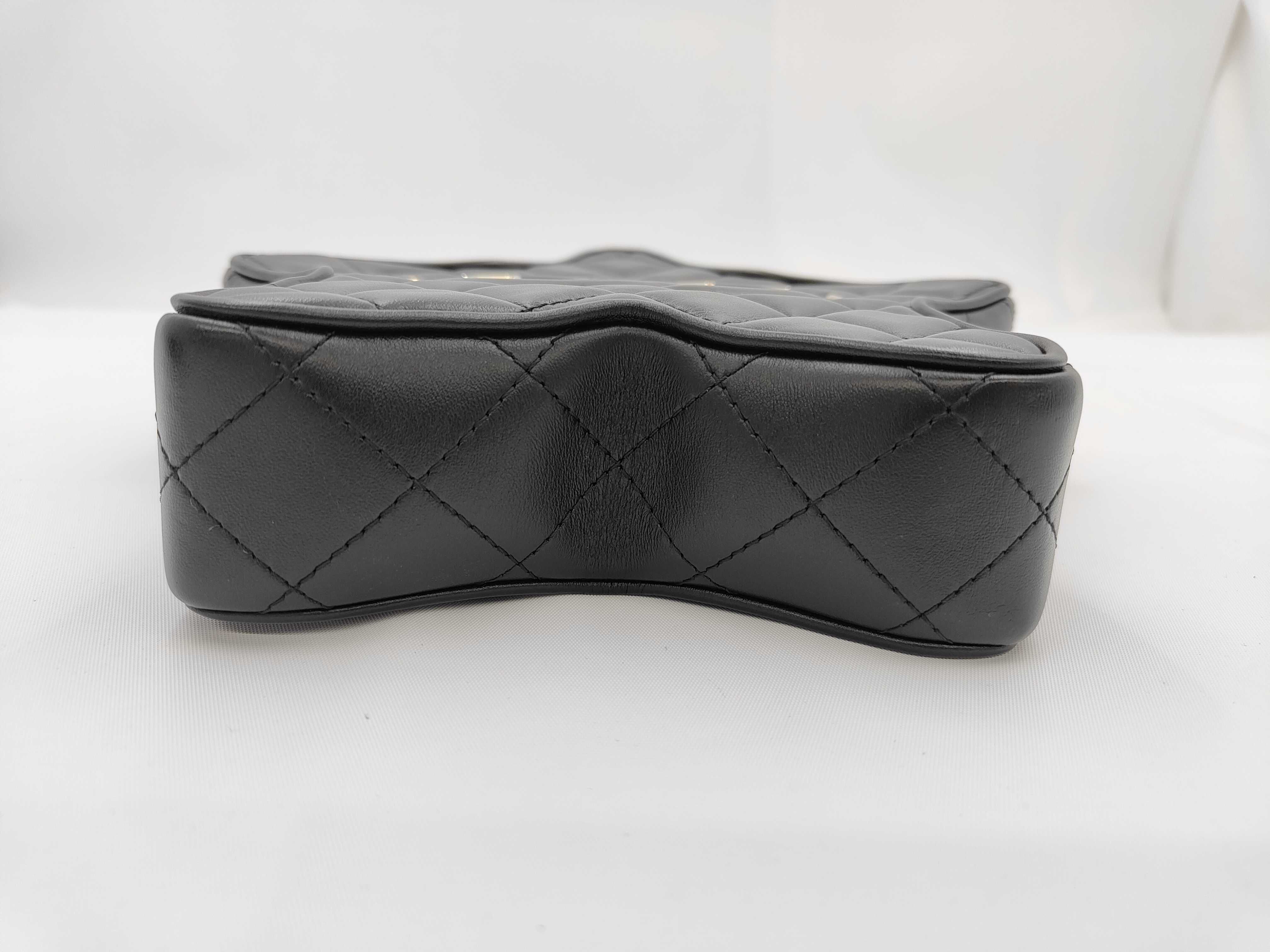 Matelassé Chain Shoulder Bag, Star Pattern, Lambskin, Black Shoulder Bag — view 5