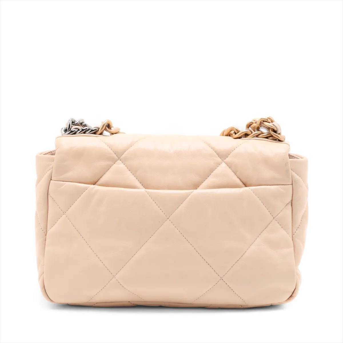 19 Lambskin Chain Shoulder Bag, Beige, Gold x Silver Hardware, 30022066, Serial Number in the 30s, AS1160 — view 2