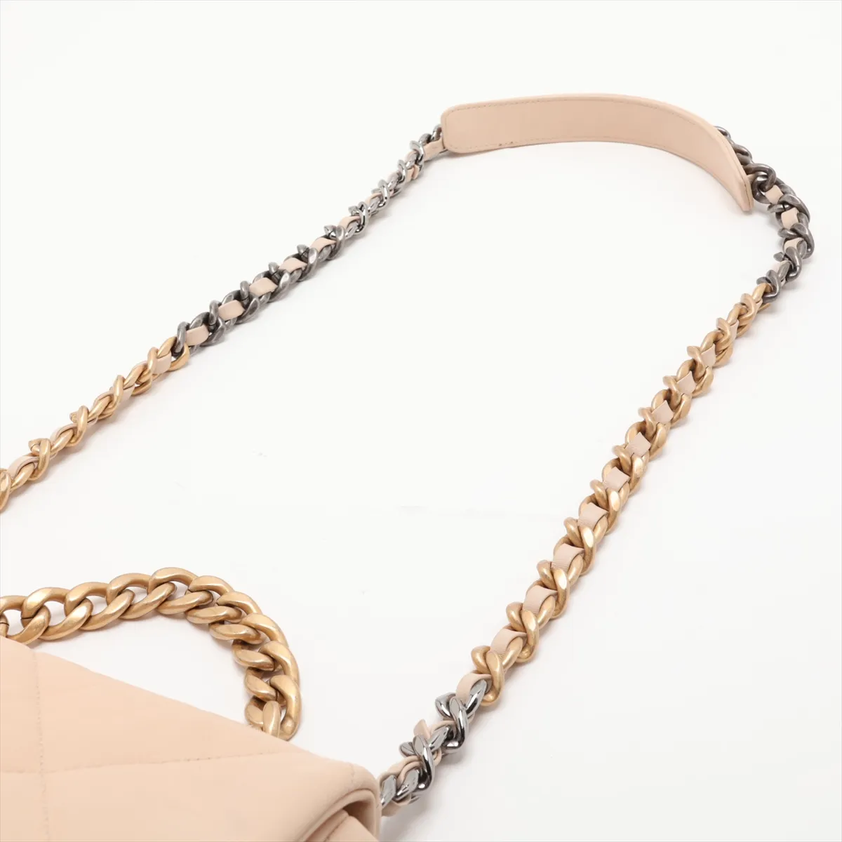 19 Lambskin Chain Shoulder Bag, Beige, Gold x Silver Hardware, 30022066, Serial Number in the 30s, AS1160 — view 5