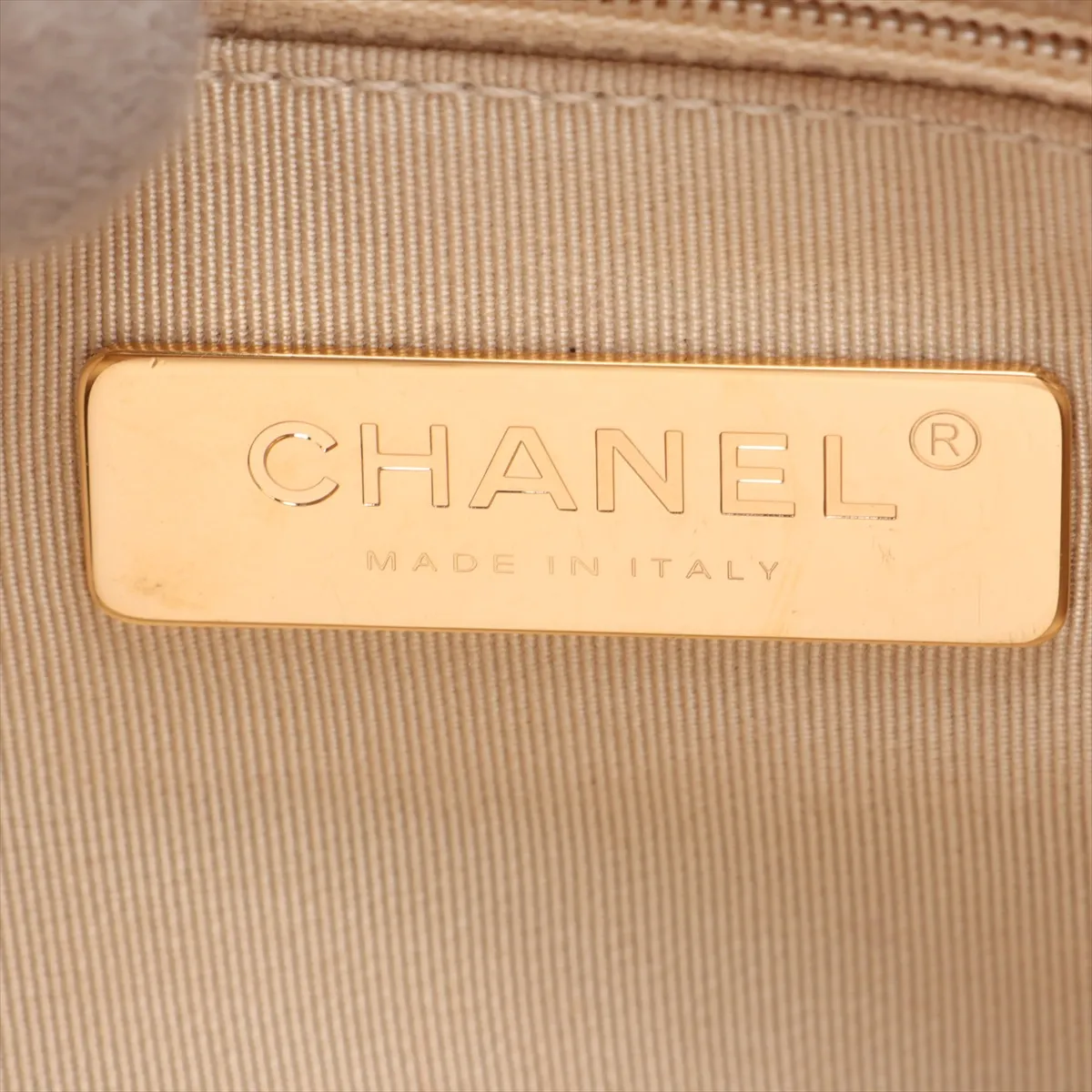 19 Lambskin Chain Shoulder Bag, Beige, Gold x Silver Hardware, 30022066, Serial Number in the 30s, AS1160 — view 8