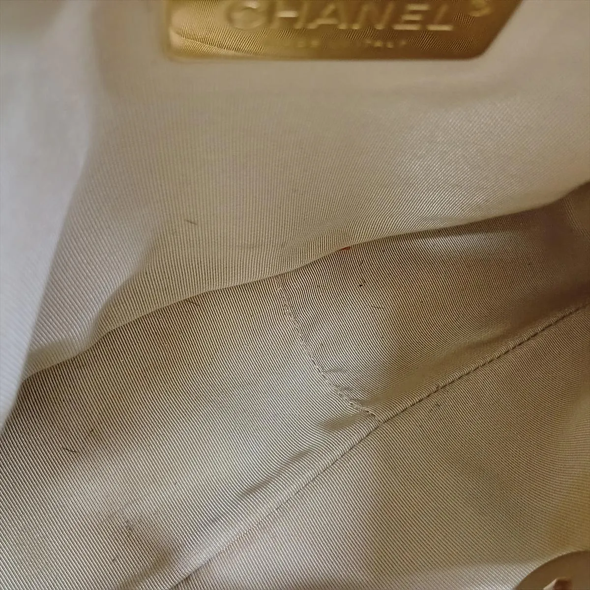 19 Lambskin Chain Shoulder Bag, Beige, Gold x Silver Hardware, 30022066, Serial Number in the 30s, AS1160 — view 10
