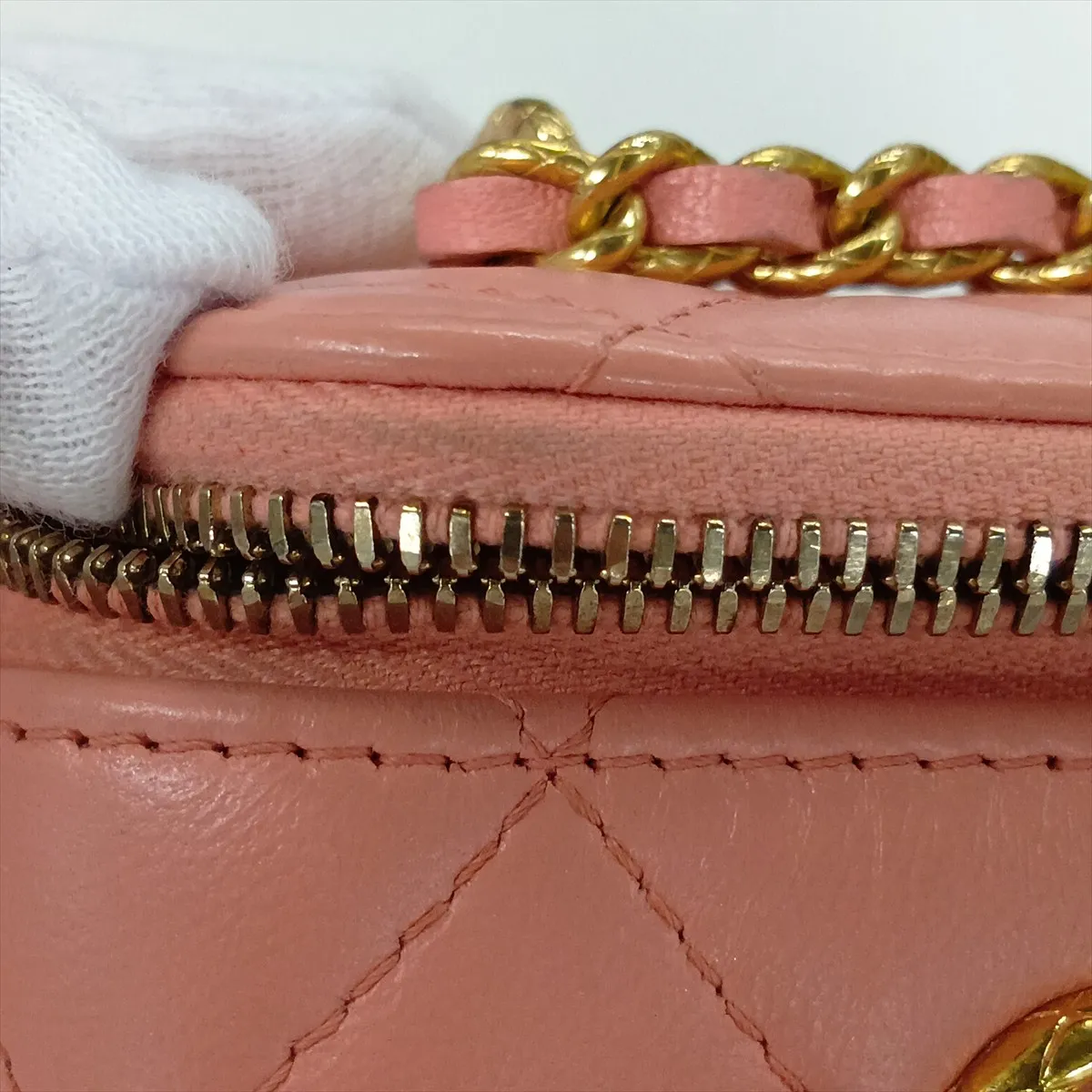 Mini Matelassé Lambskin Chain Shoulder Bag Vanity Case Pink Gold Hardware CPLHHLT2 Random Serial Number — view 11