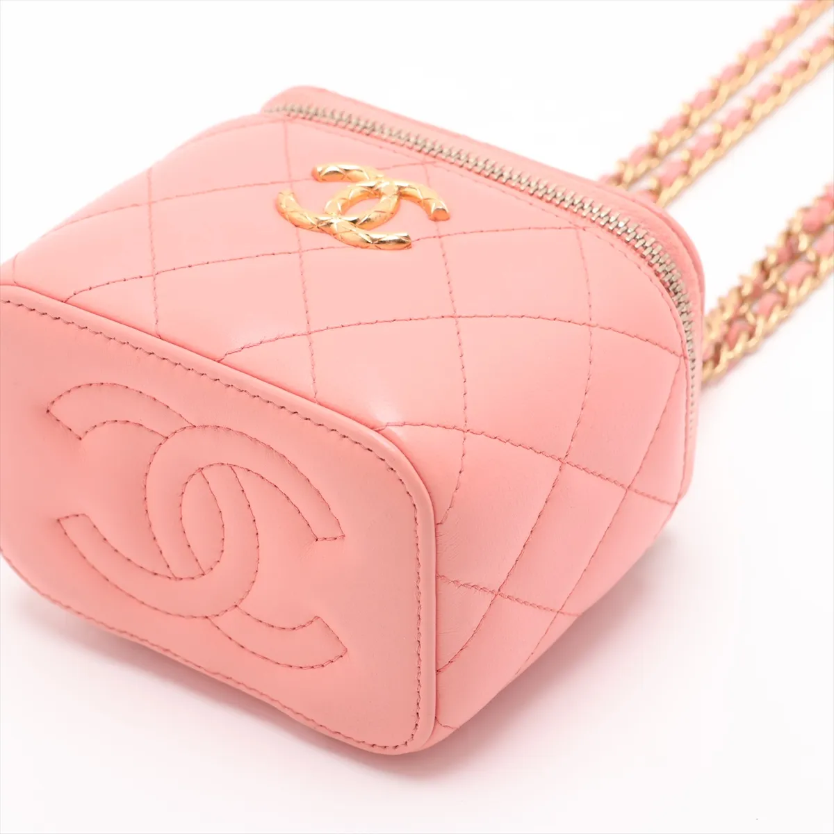Mini Matelassé Lambskin Chain Shoulder Bag Vanity Case Pink Gold Hardware CPLHHLT2 Random Serial Number — view 3