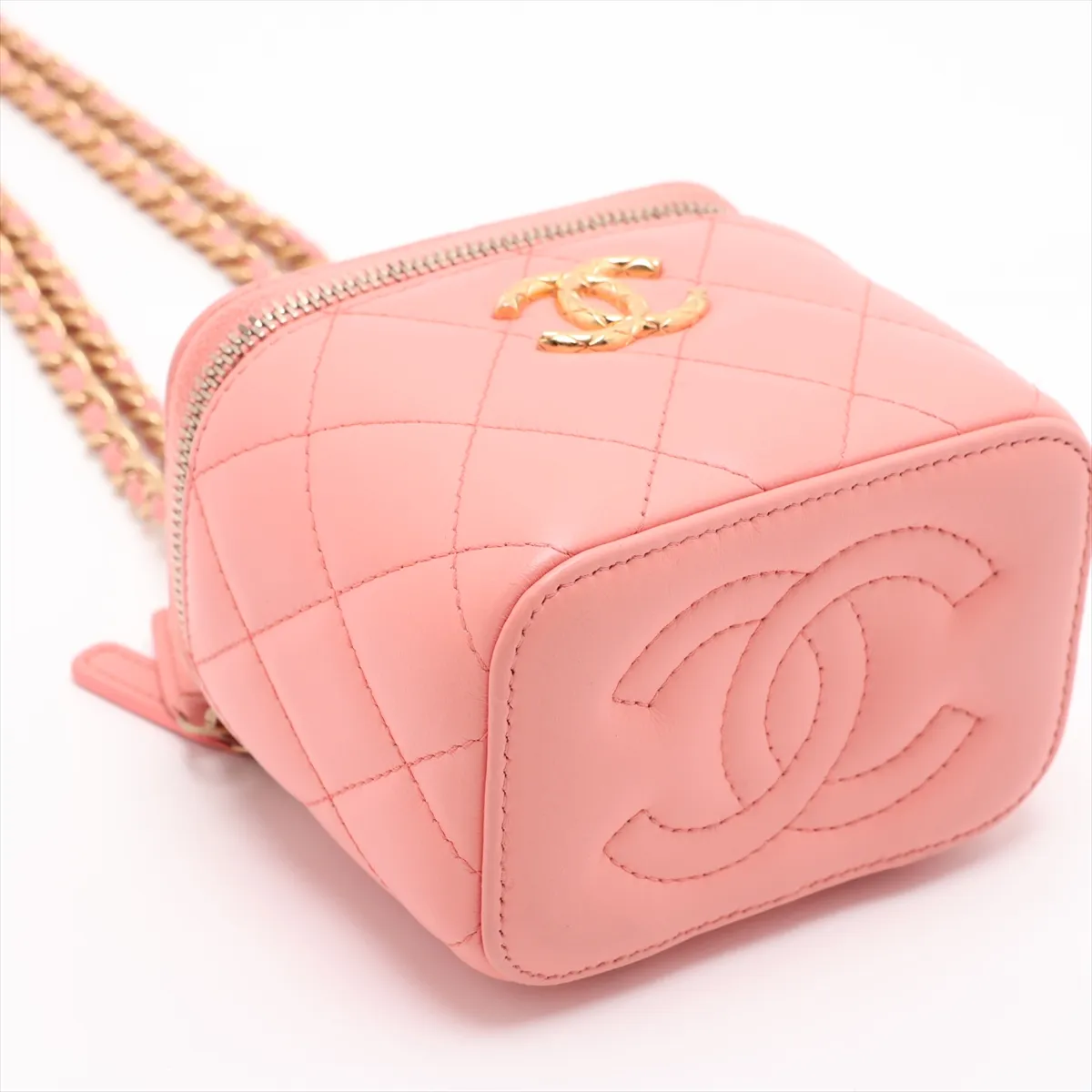 Mini Matelassé Lambskin Chain Shoulder Bag Vanity Case Pink Gold Hardware CPLHHLT2 Random Serial Number — view 4