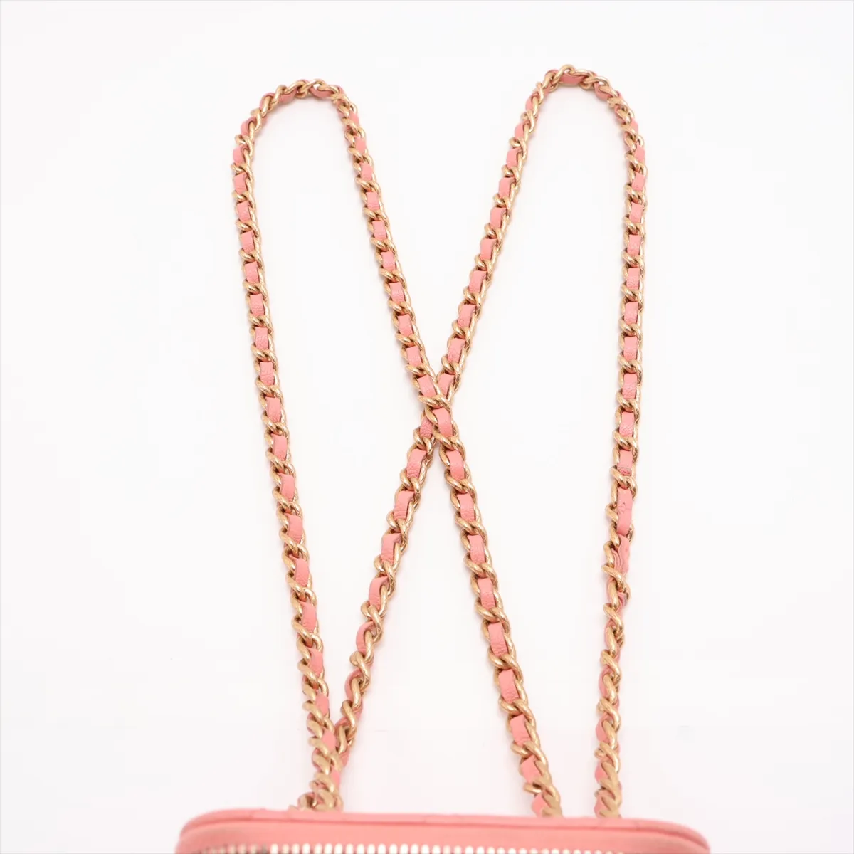 Mini Matelassé Lambskin Chain Shoulder Bag Vanity Case Pink Gold Hardware CPLHHLT2 Random Serial Number — view 6