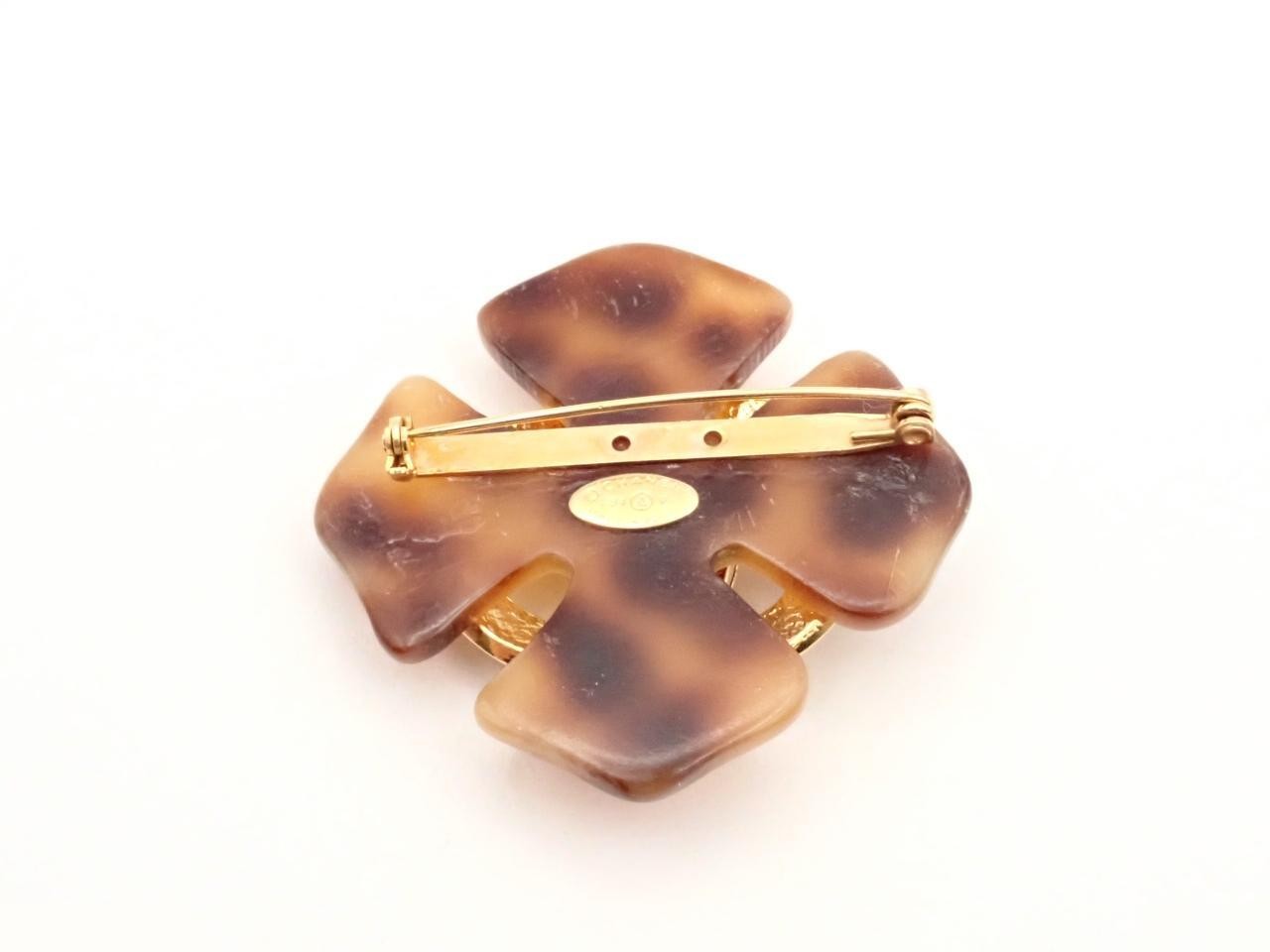Coco Mark Tortoiseshell Brooch with Mark, 94P, Gold Hardware — view 2