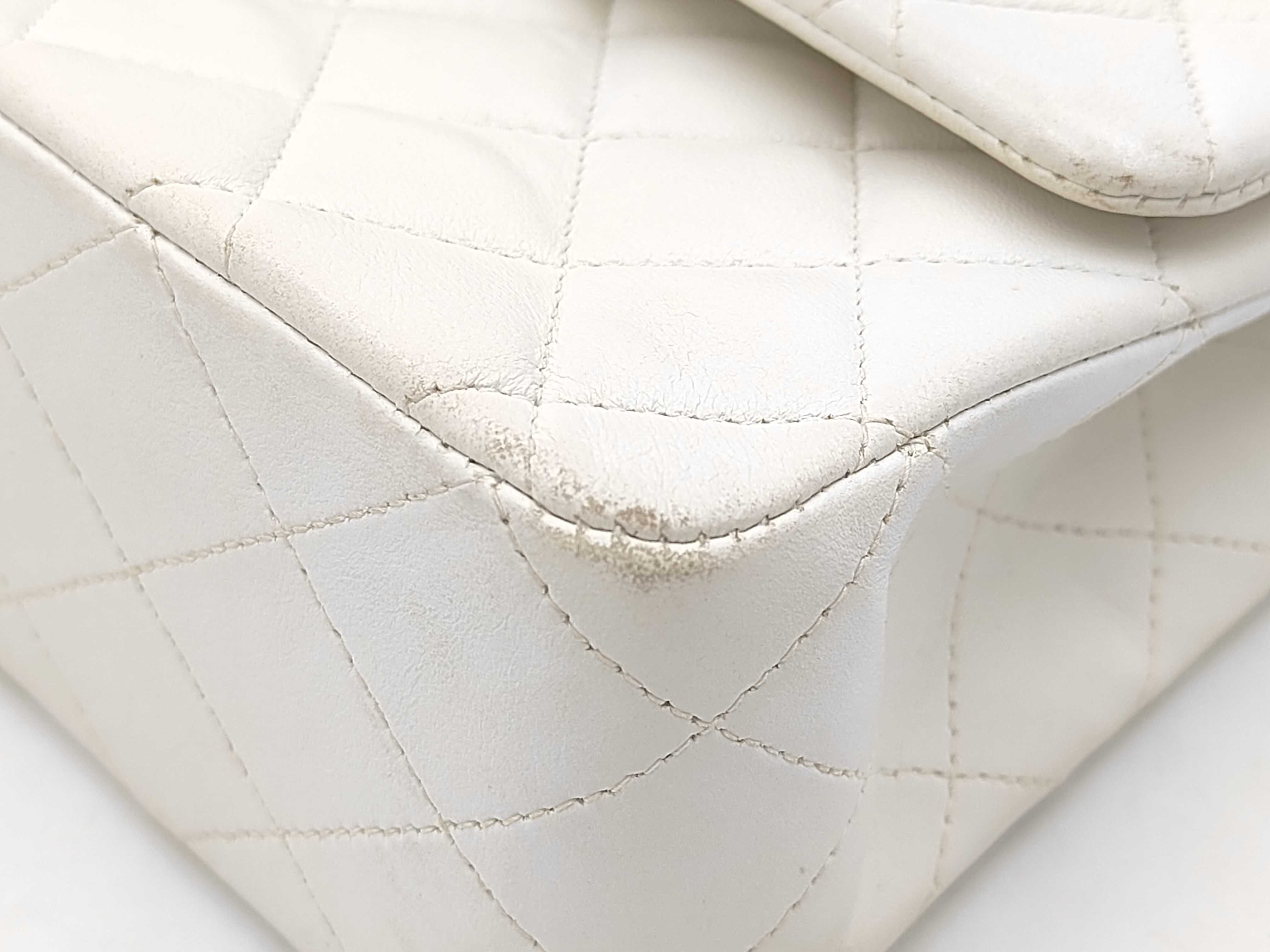 Double Flap Matelassé White Shoulder Bag — view 6