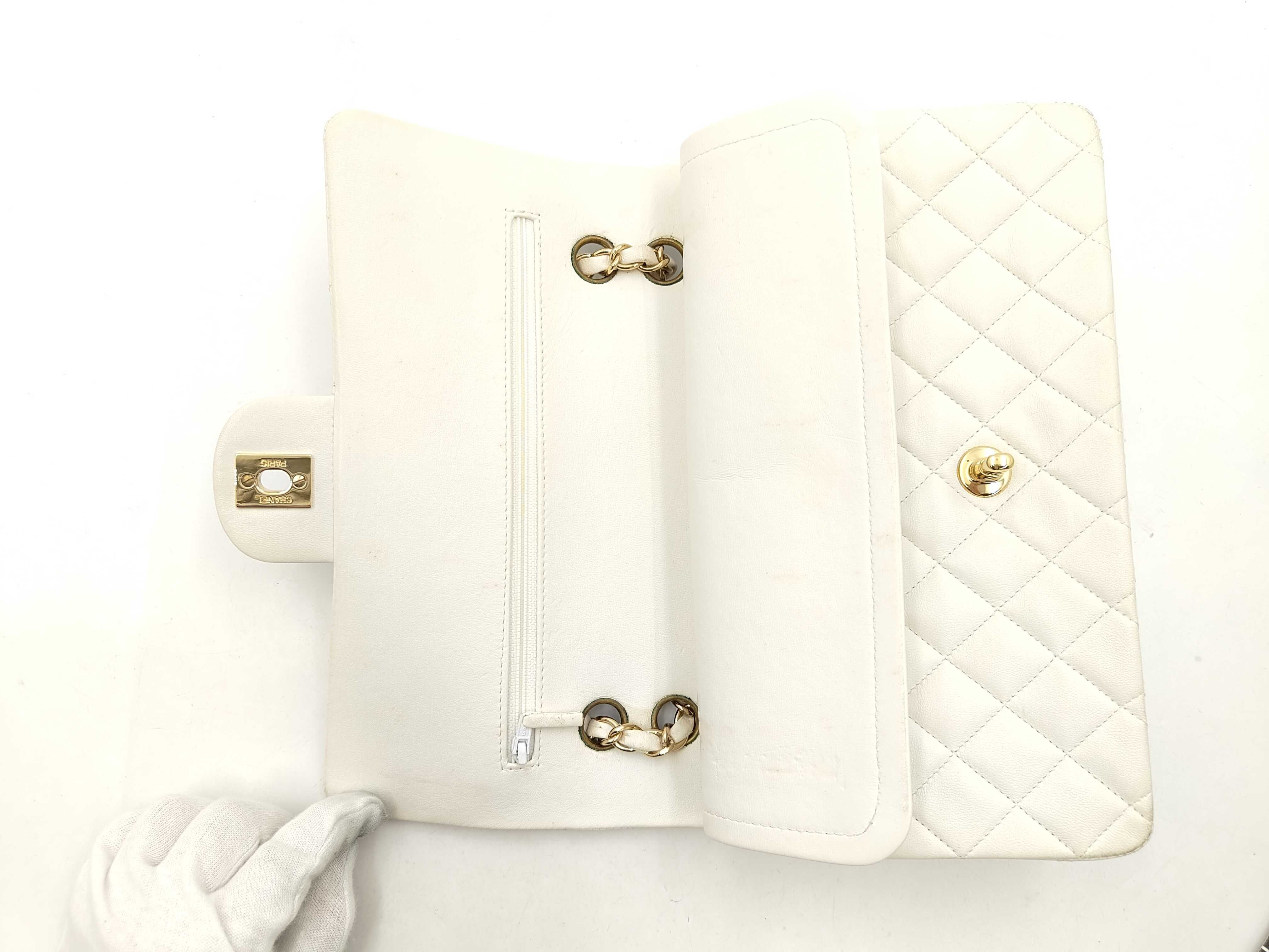 Double Flap Matelassé White Shoulder Bag — view 8