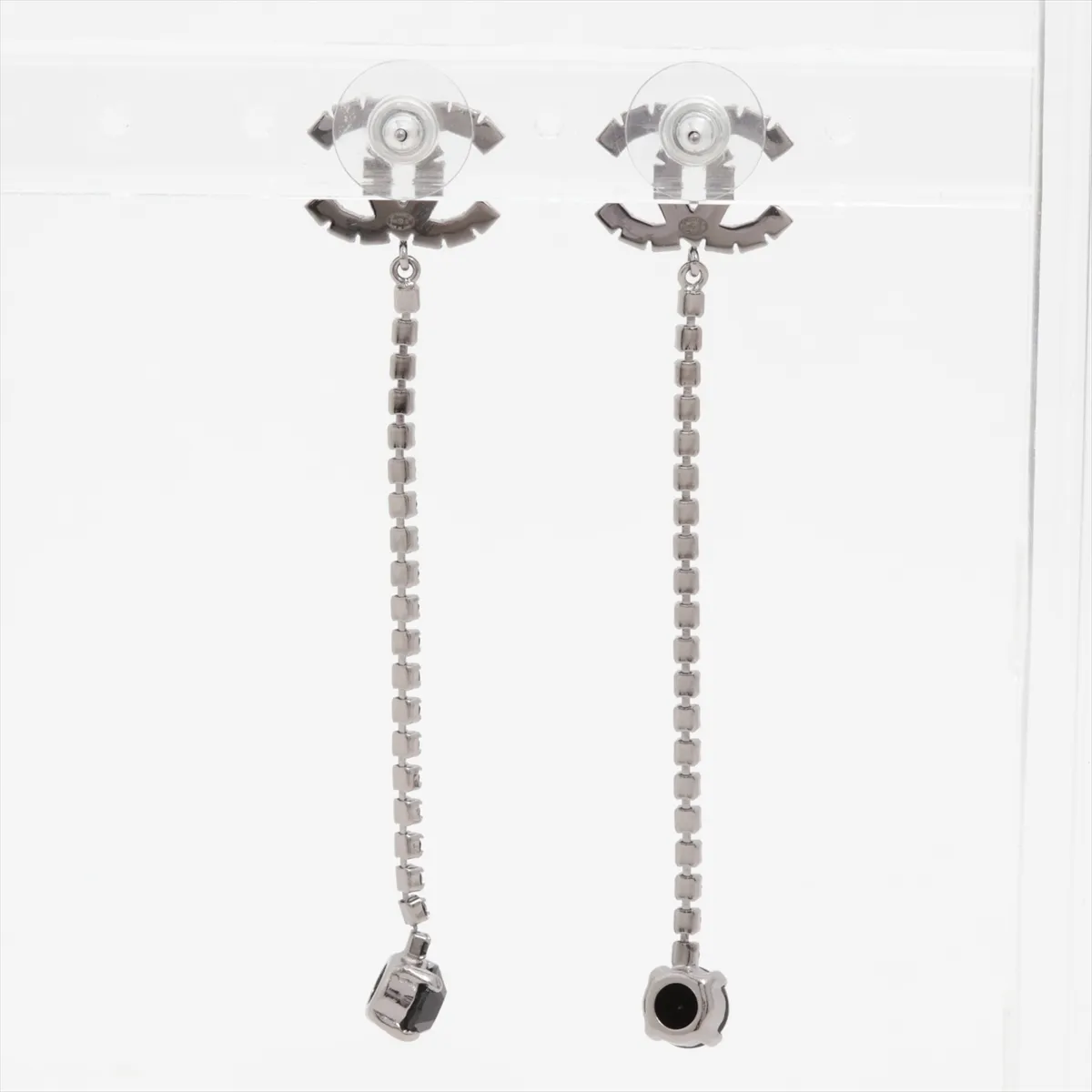 Coco Mark B18S Earrings (Pair) GP x Rhinestone Silver x Black — view 2