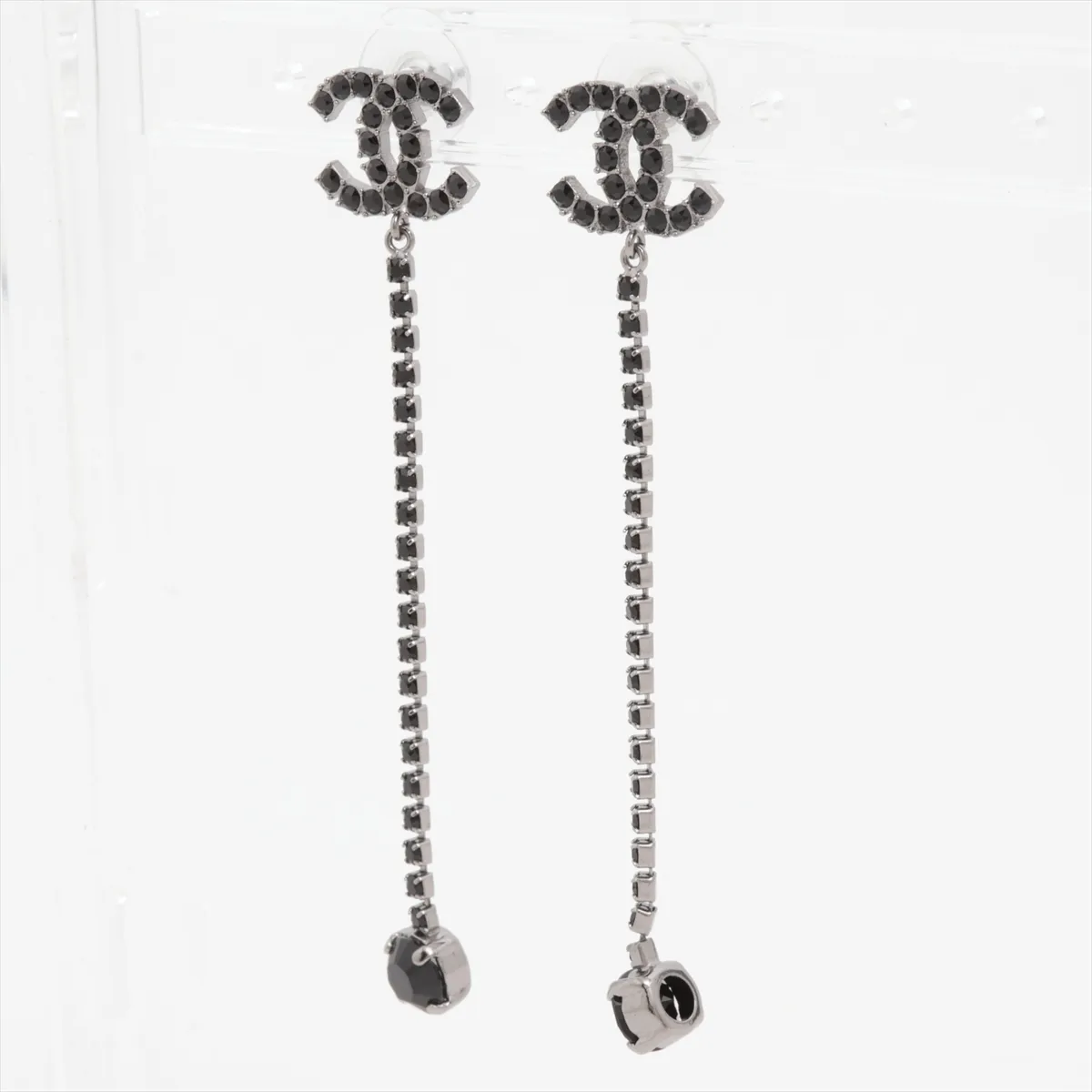 Coco Mark B18S Earrings (Pair) GP x Rhinestone Silver x Black — view 3