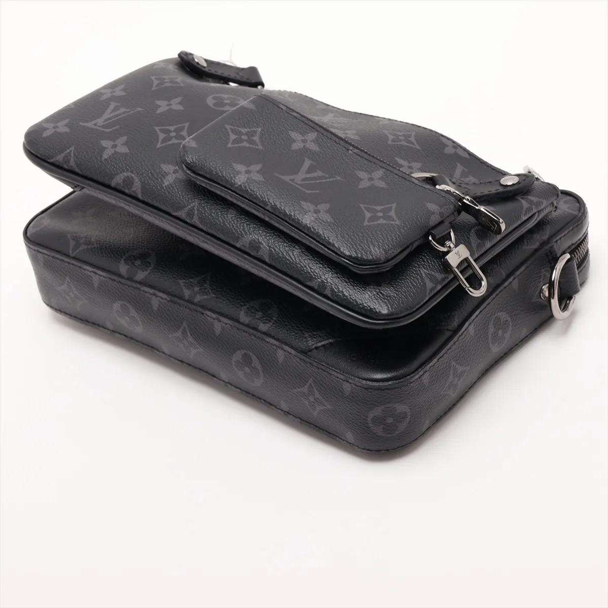 Monogram Eclipse Trio Messenger M69443 Black, pouch missing, RFID detected. — view 5