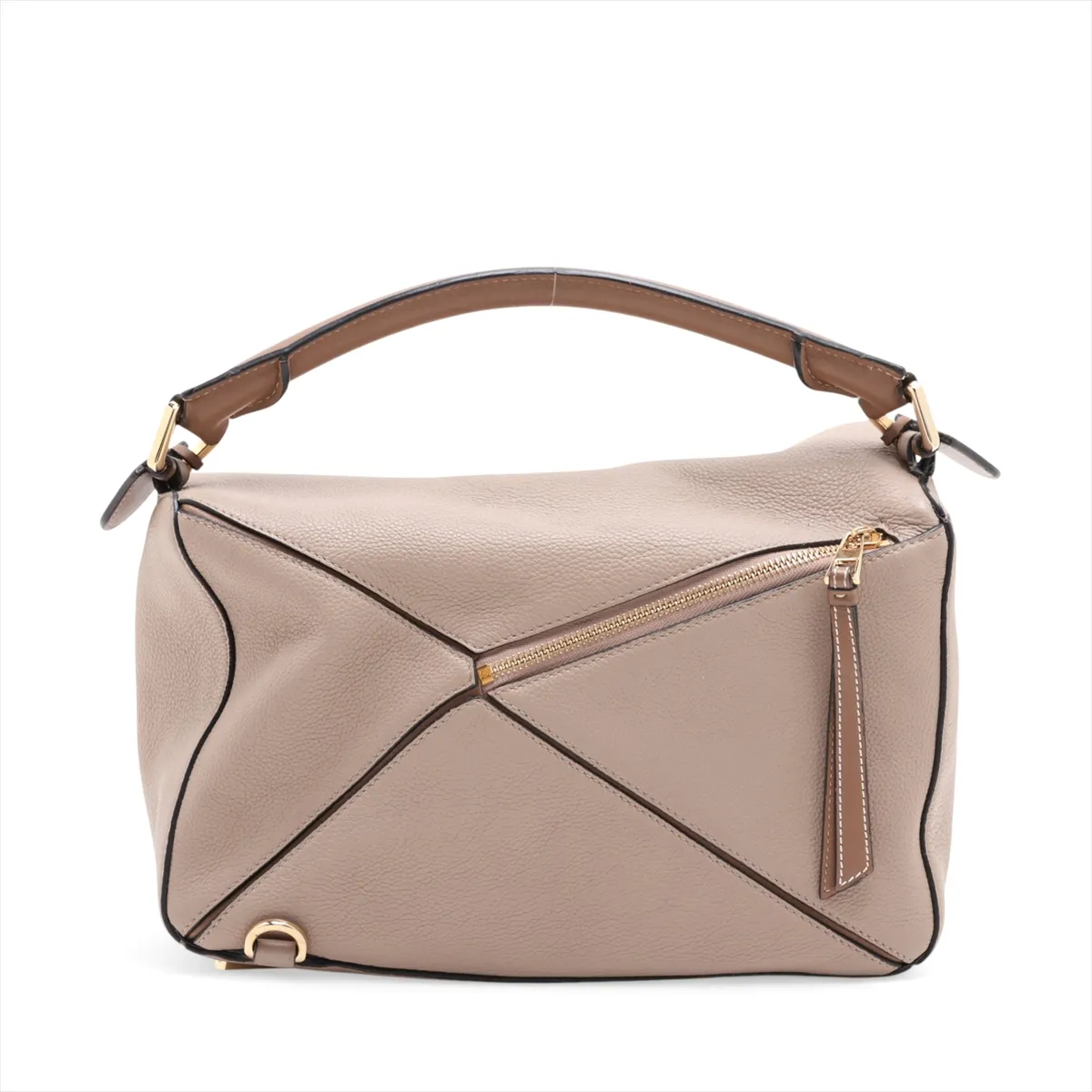 Puzzle Medium Leather 2-Way Shoulder Bag, Gray x Brown — view 2