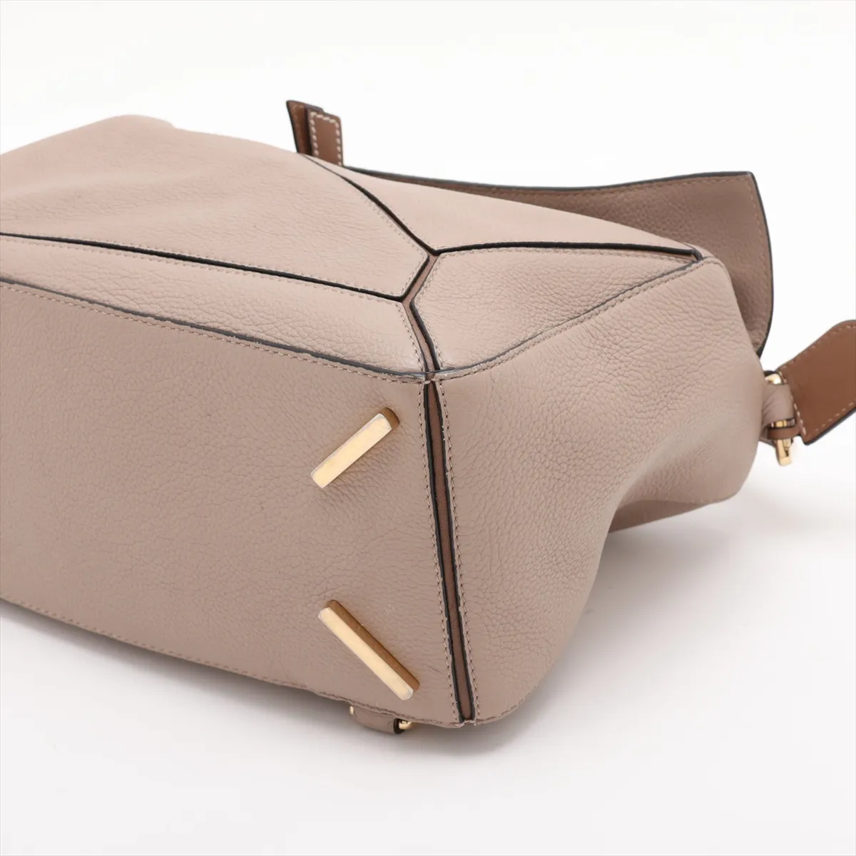 Puzzle Medium Leather 2-Way Shoulder Bag, Gray x Brown — view 3