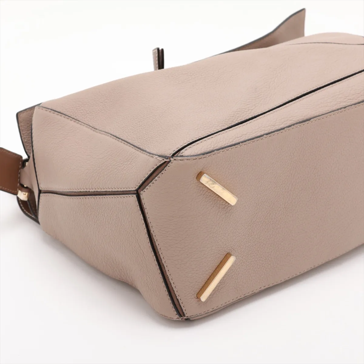 Puzzle Medium Leather 2-Way Shoulder Bag, Gray x Brown — view 4