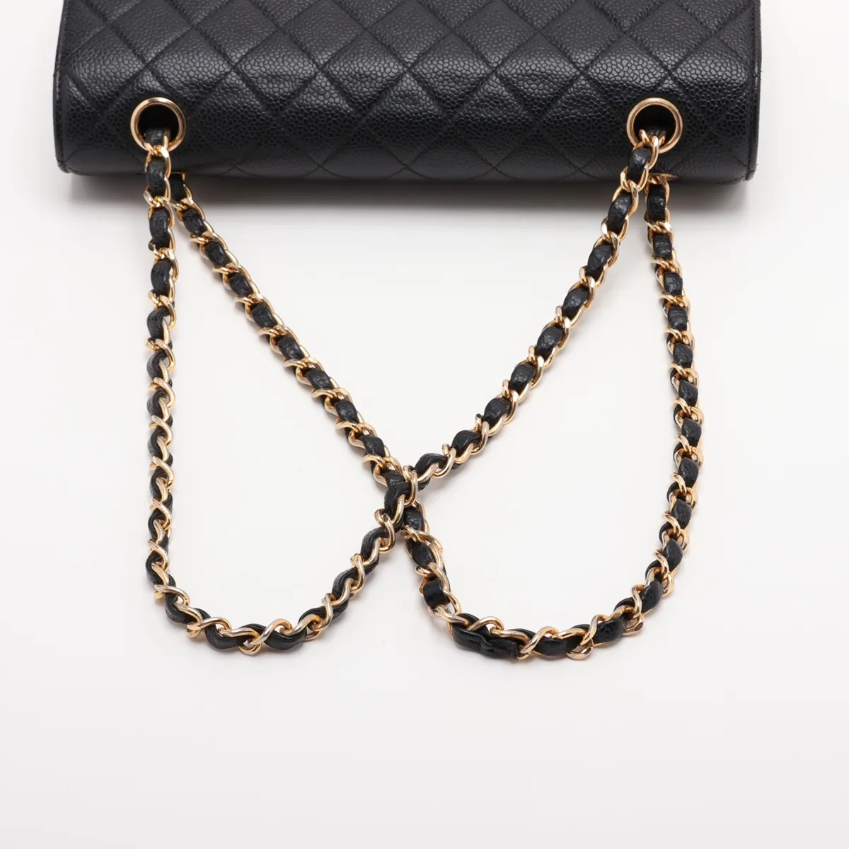 [Individually packaged] Chanel Matelassé 25 Caviar Skin Double Flap Double Chain Bag, Black with Gold Hardware, 7571628, Series 7, Internal stitching by an aftermarket company, A01112 — view 5