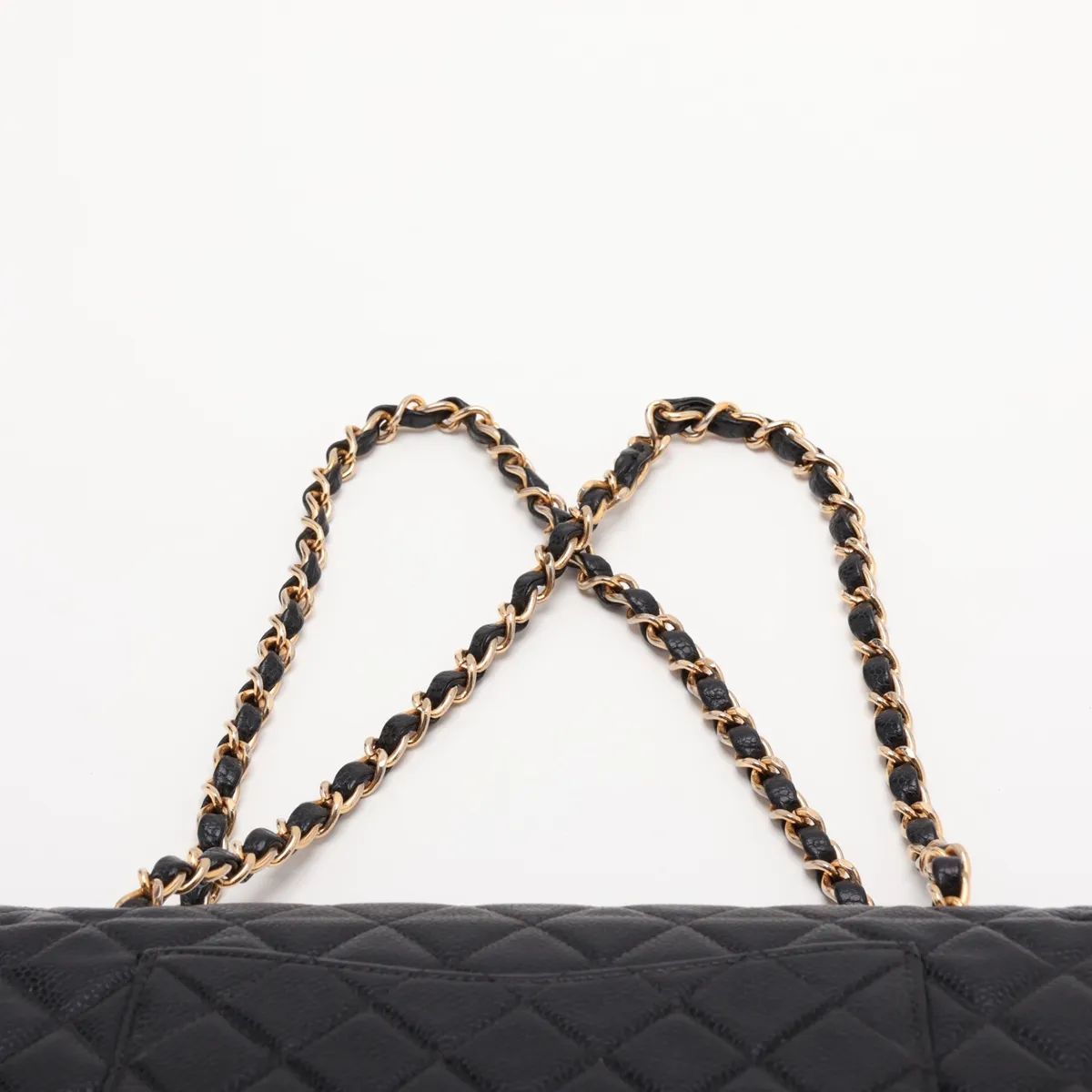 [Individually packaged] Chanel Matelassé 25 Caviar Skin Double Flap Double Chain Bag, Black with Gold Hardware, 7571628, Series 7, Internal stitching by an aftermarket company, A01112 — view 6