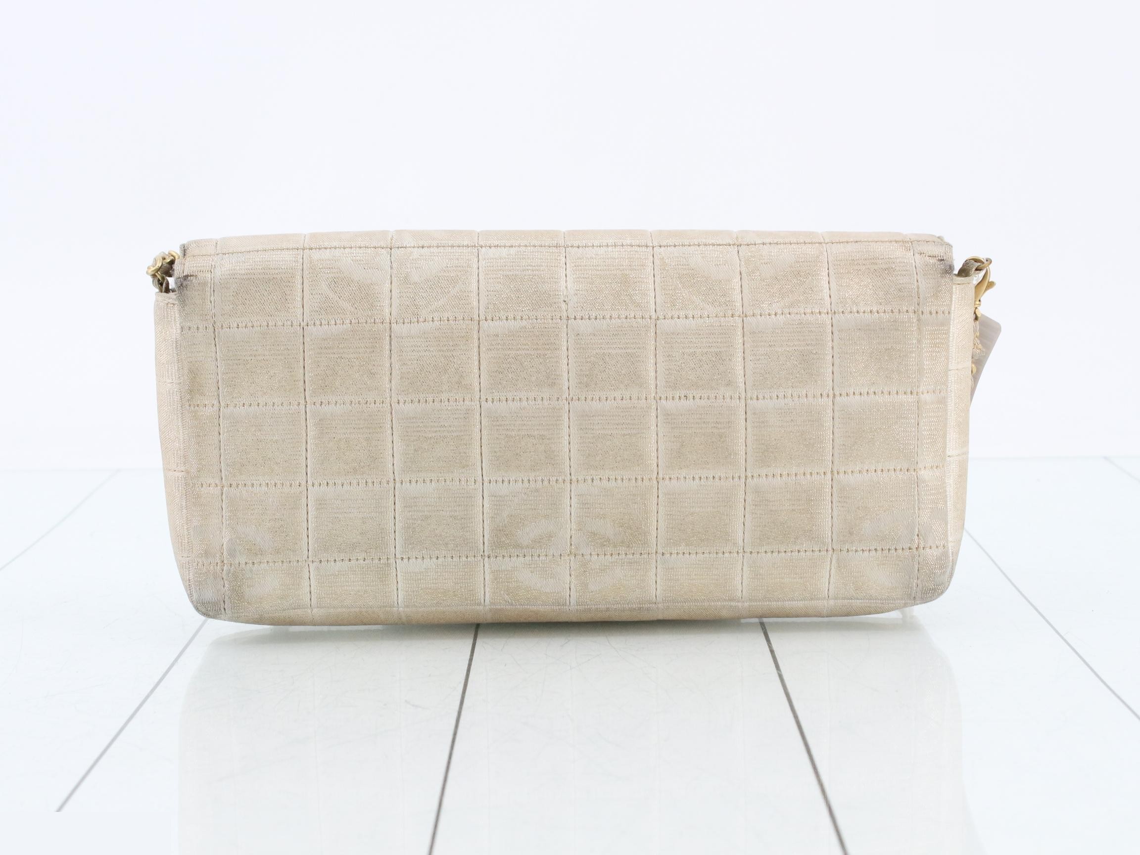 Chocolate Bar Chain Shoulder Bag, Gold GP Canvas — view 2