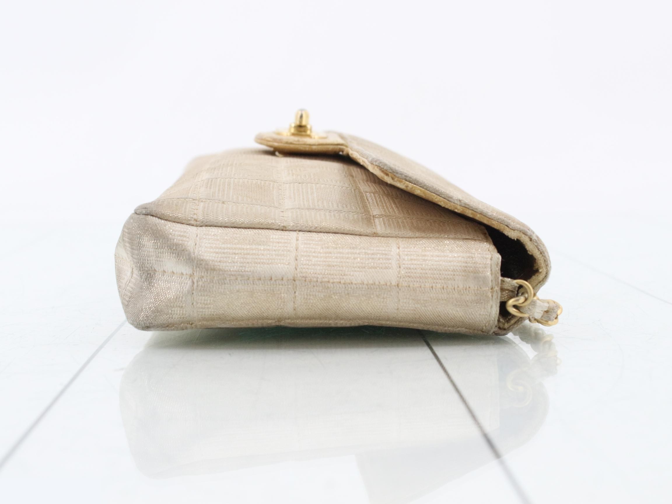 Chocolate Bar Chain Shoulder Bag, Gold GP Canvas — view 3