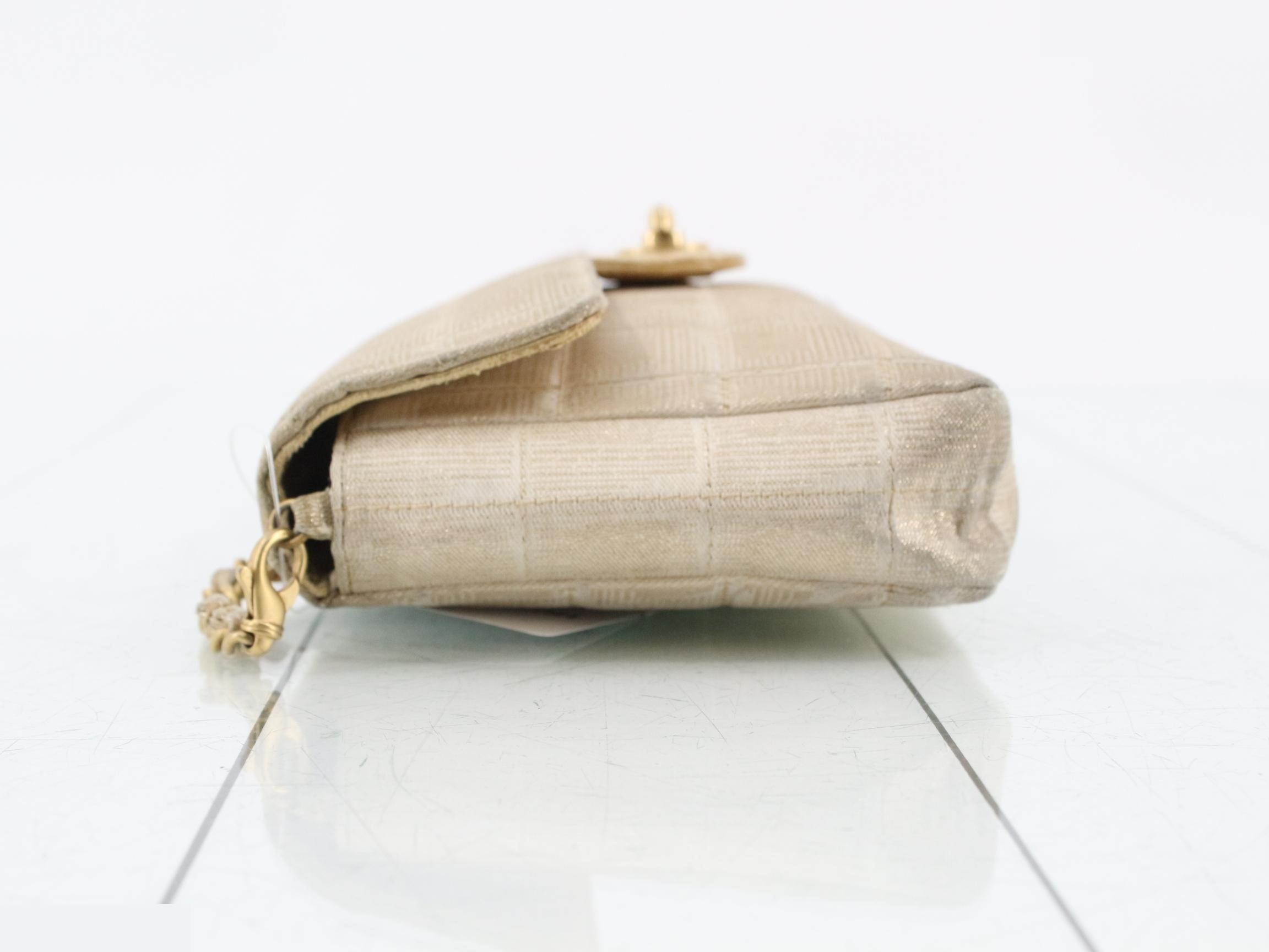 Chocolate Bar Chain Shoulder Bag, Gold GP Canvas — view 4