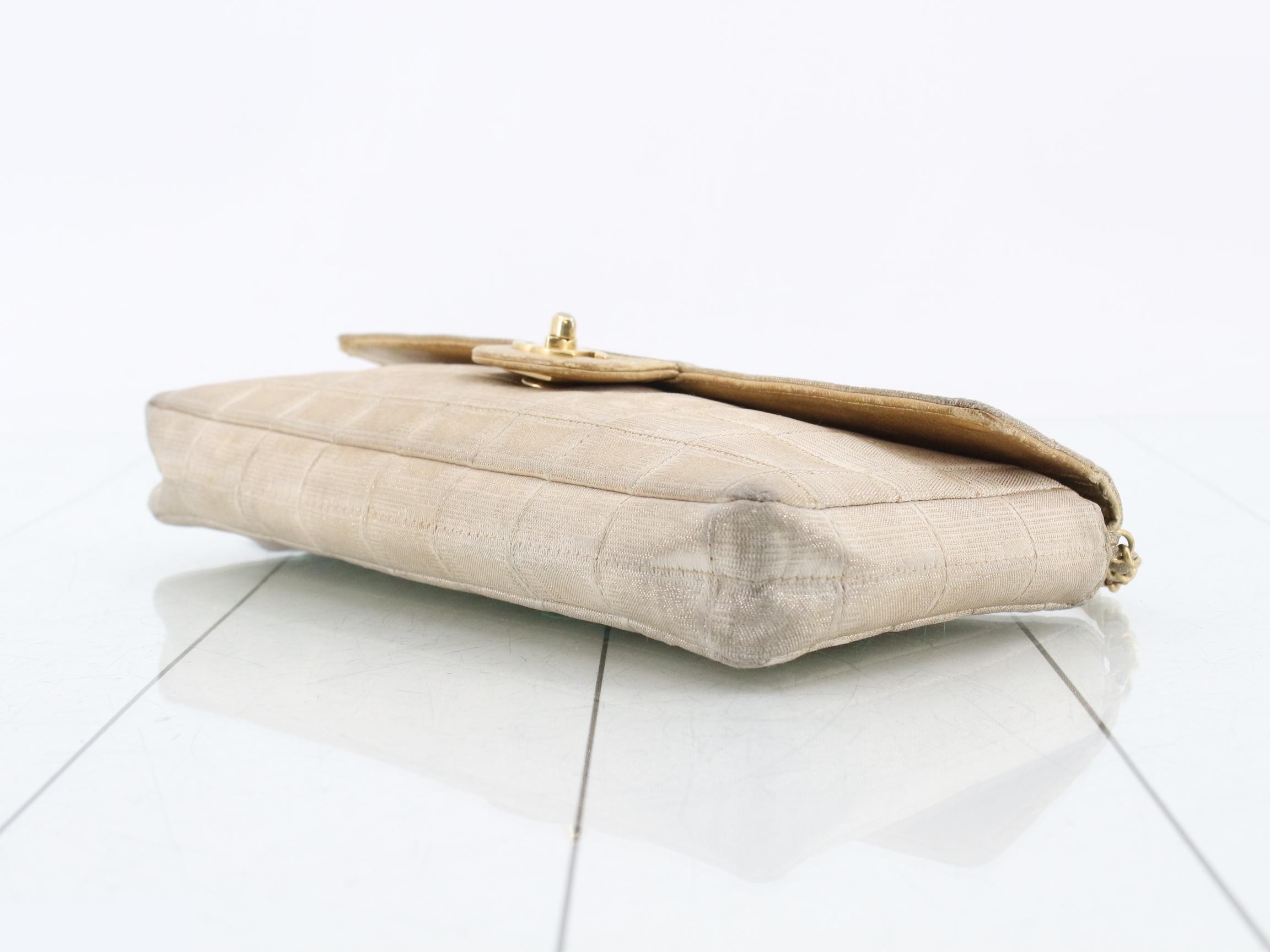 Chocolate Bar Chain Shoulder Bag, Gold GP Canvas — view 6