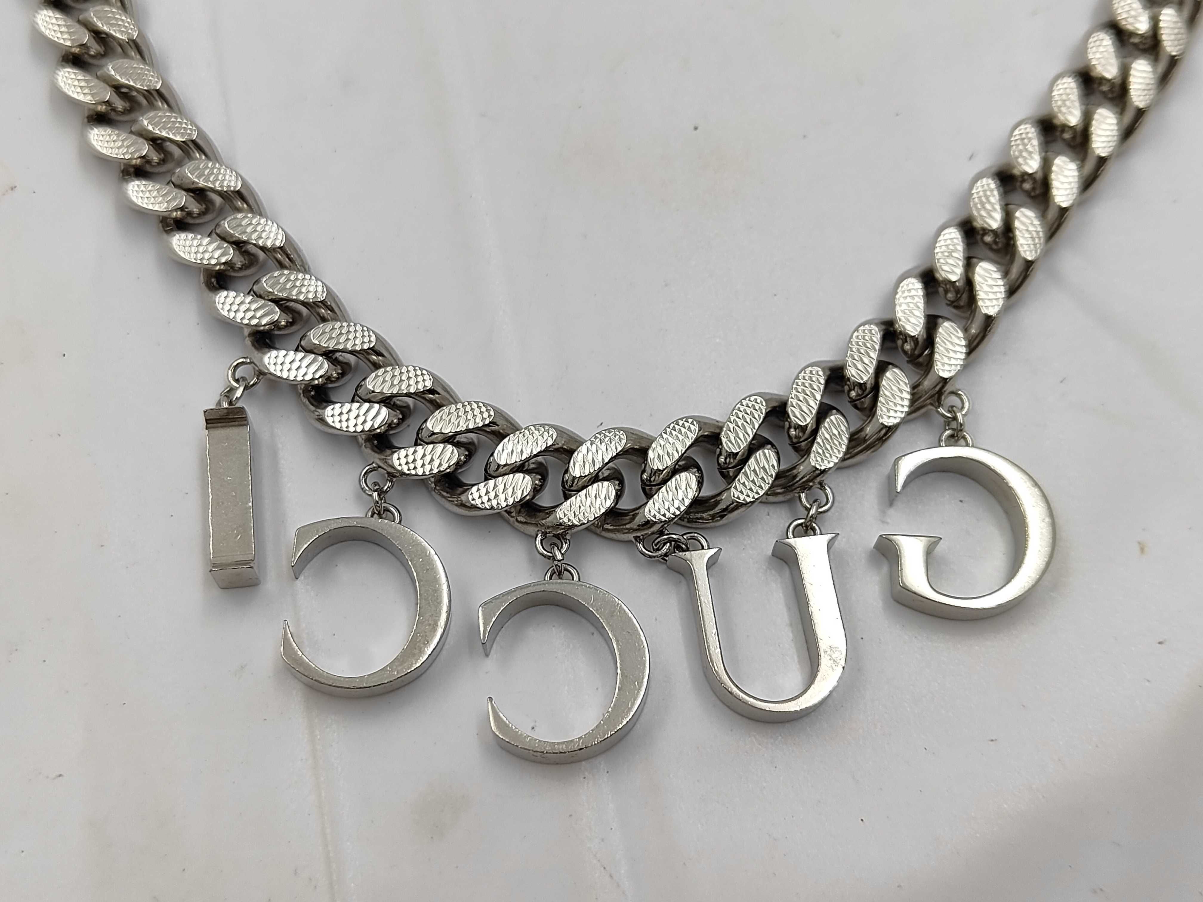 Script Silver Logo Chain Cuban Link Necklace 675769 — view 2