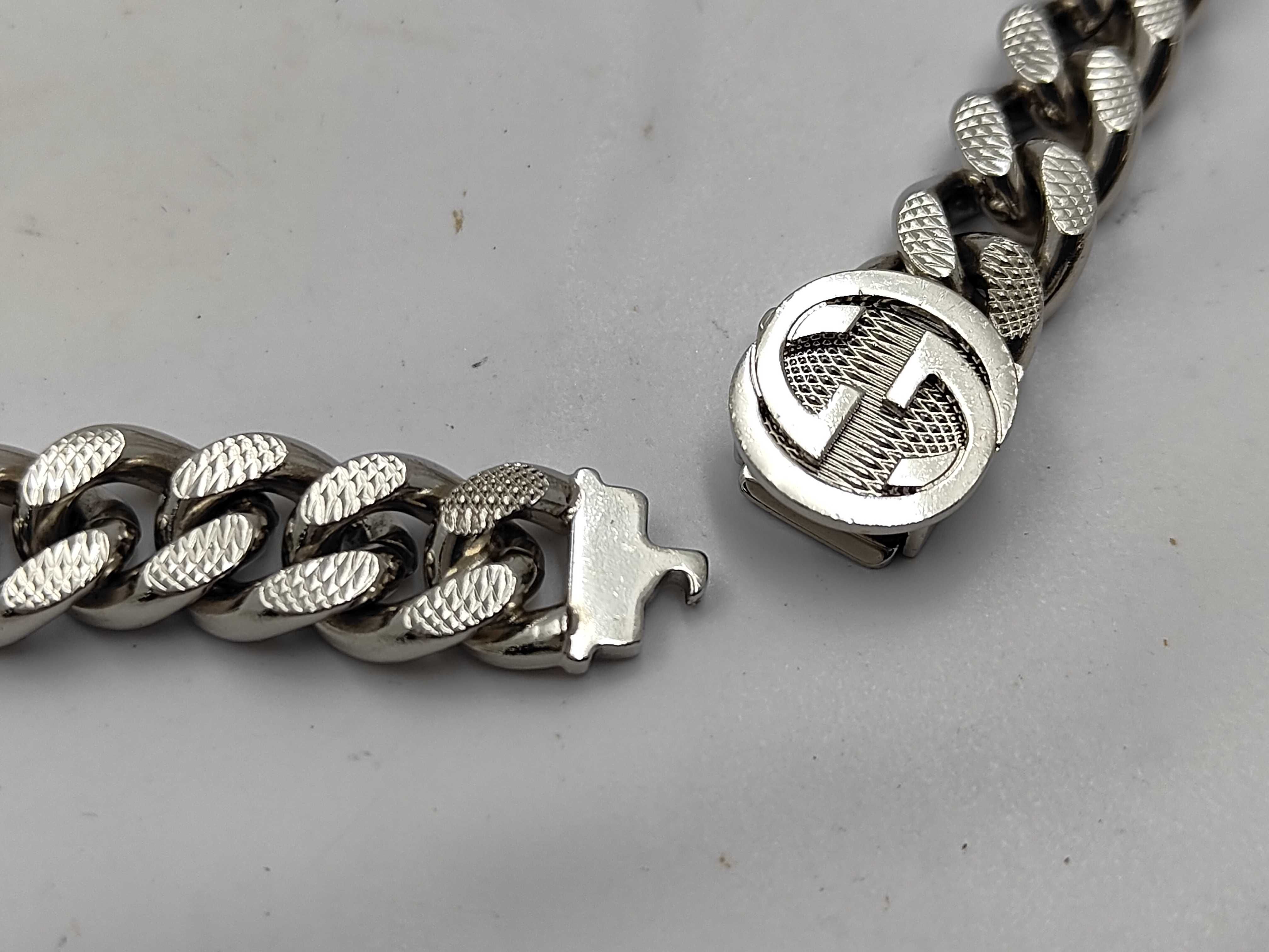 Script Silver Logo Chain Cuban Link Necklace 675769 — view 4