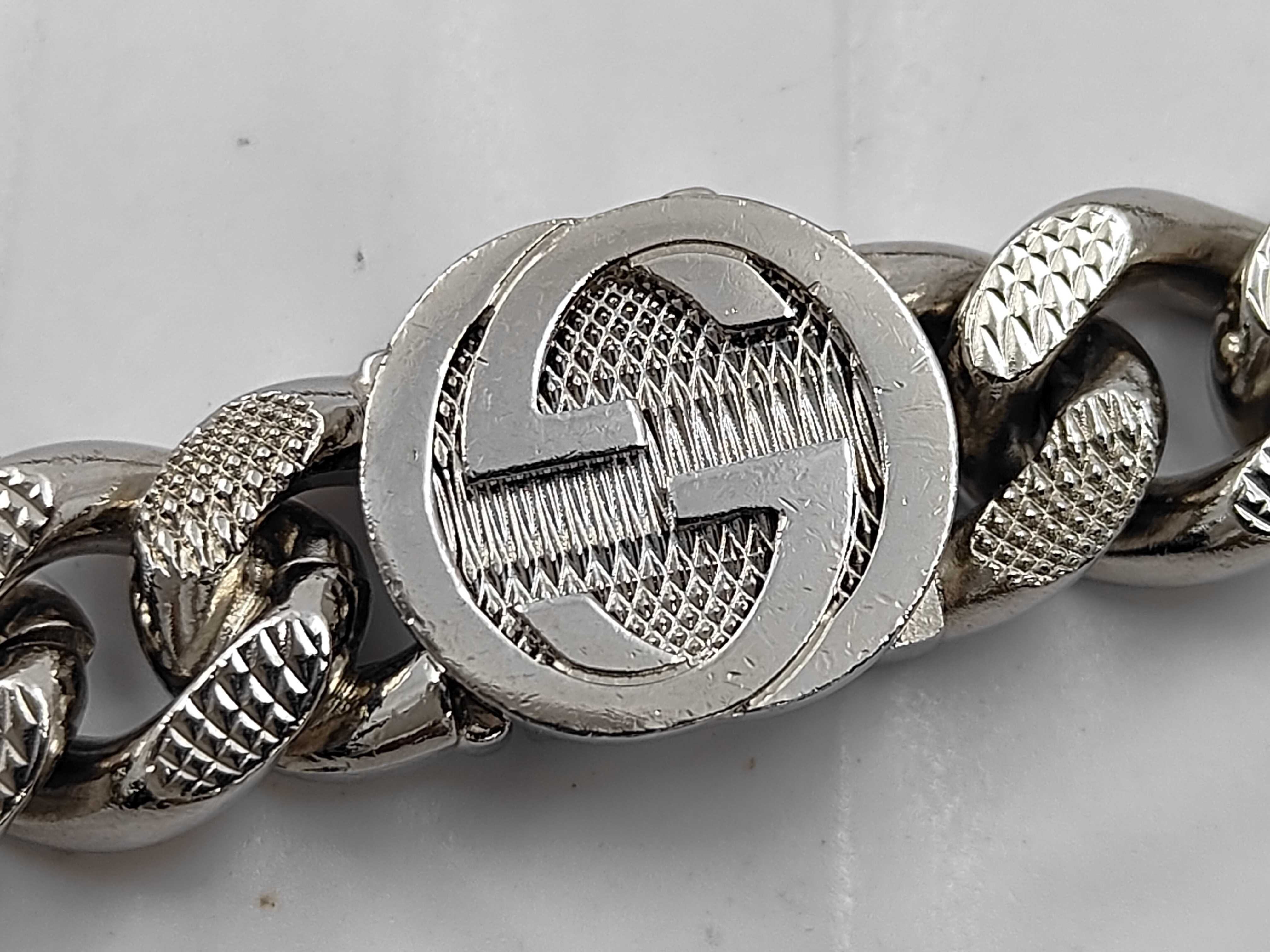 Script Silver Logo Chain Cuban Link Necklace 675769 — view 8