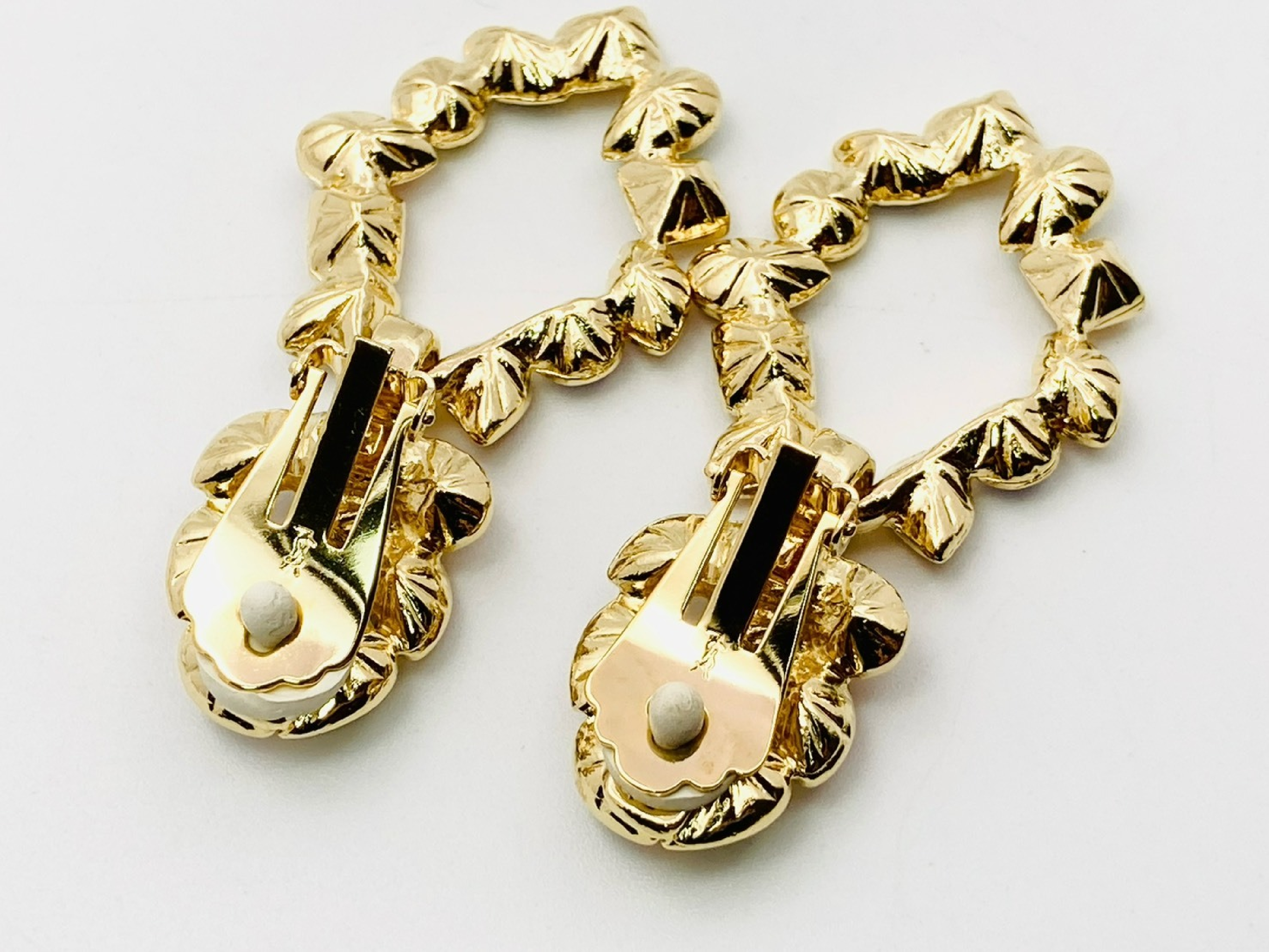 Multicolor Stone Circle Swing Gold Earrings — view 3