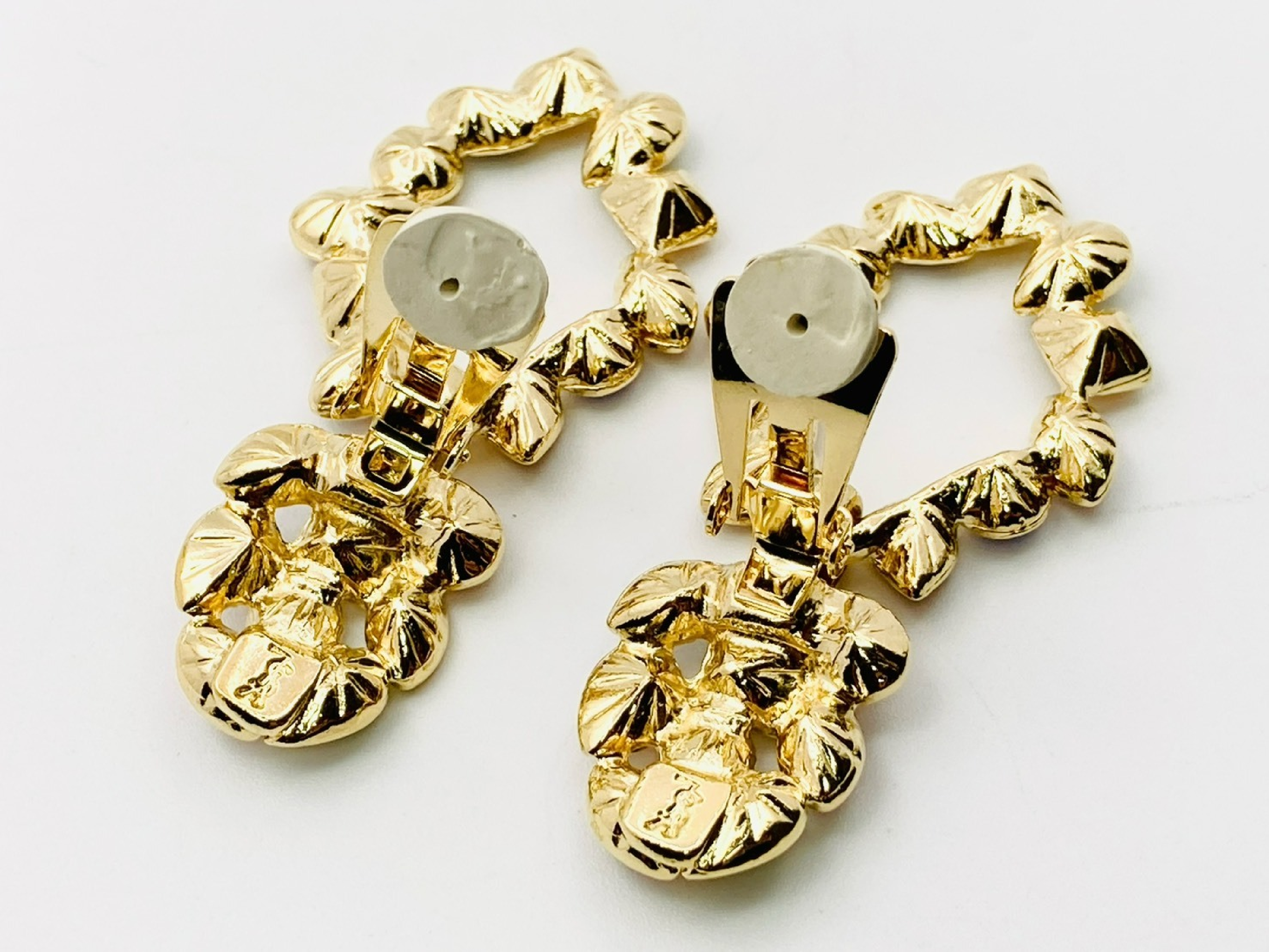 Multicolor Stone Circle Swing Gold Earrings — view 4
